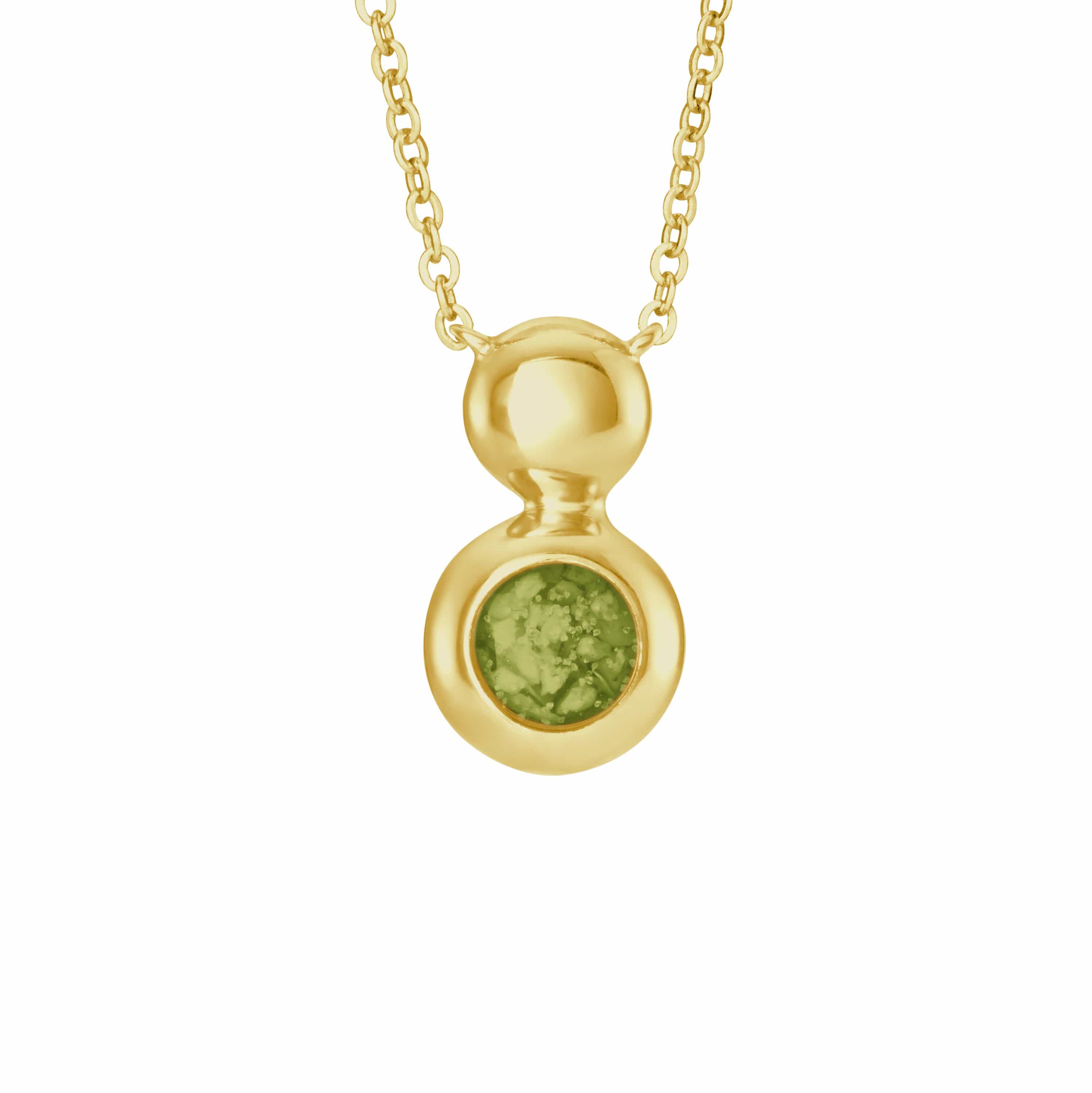 EverWith Ladies Rondure Drop Memorial Ashes Necklace 9k Yellow Gold Green