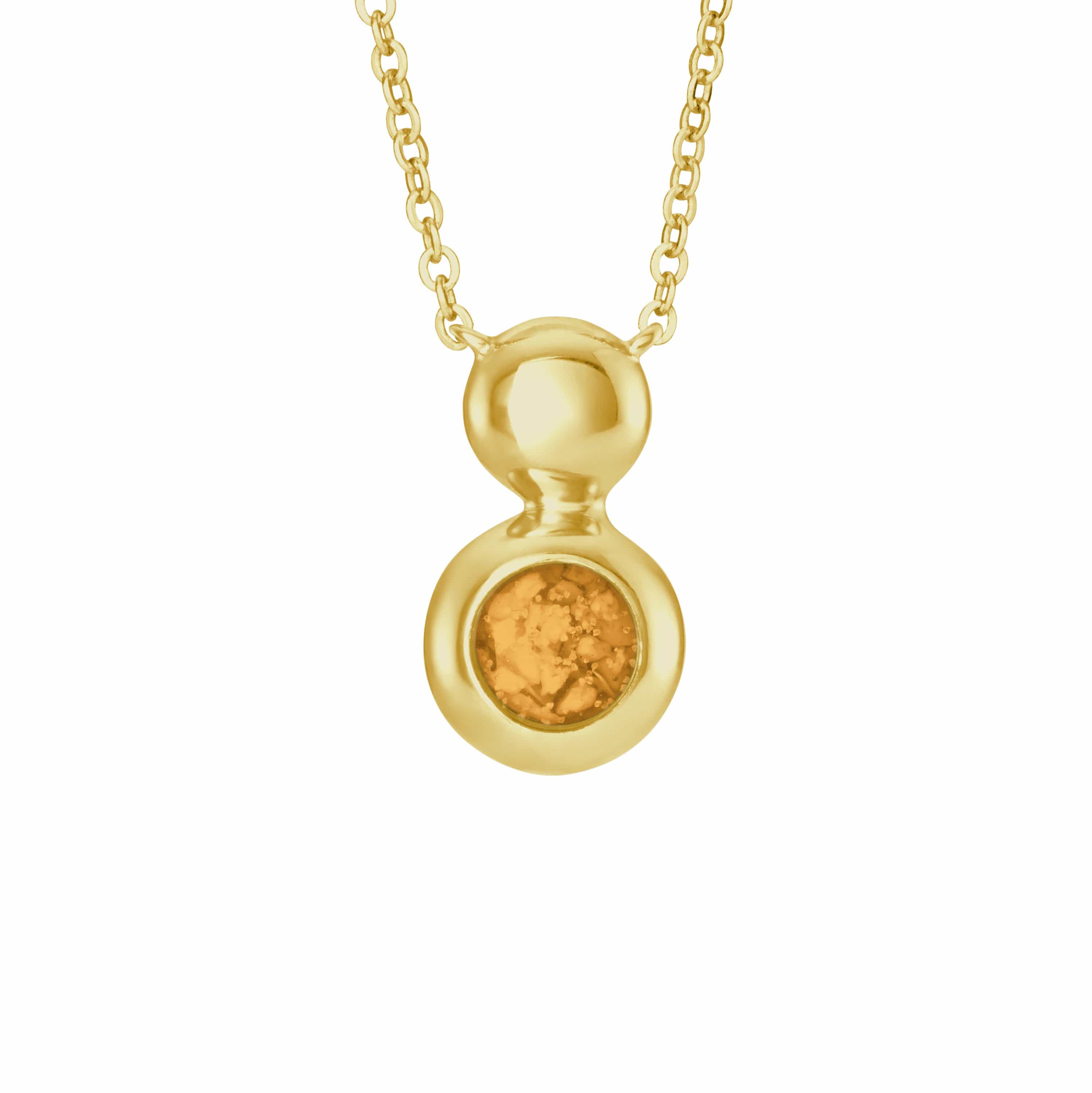 EverWith Ladies Rondure Drop Memorial Ashes Necklace 9k Yellow Gold Orange
