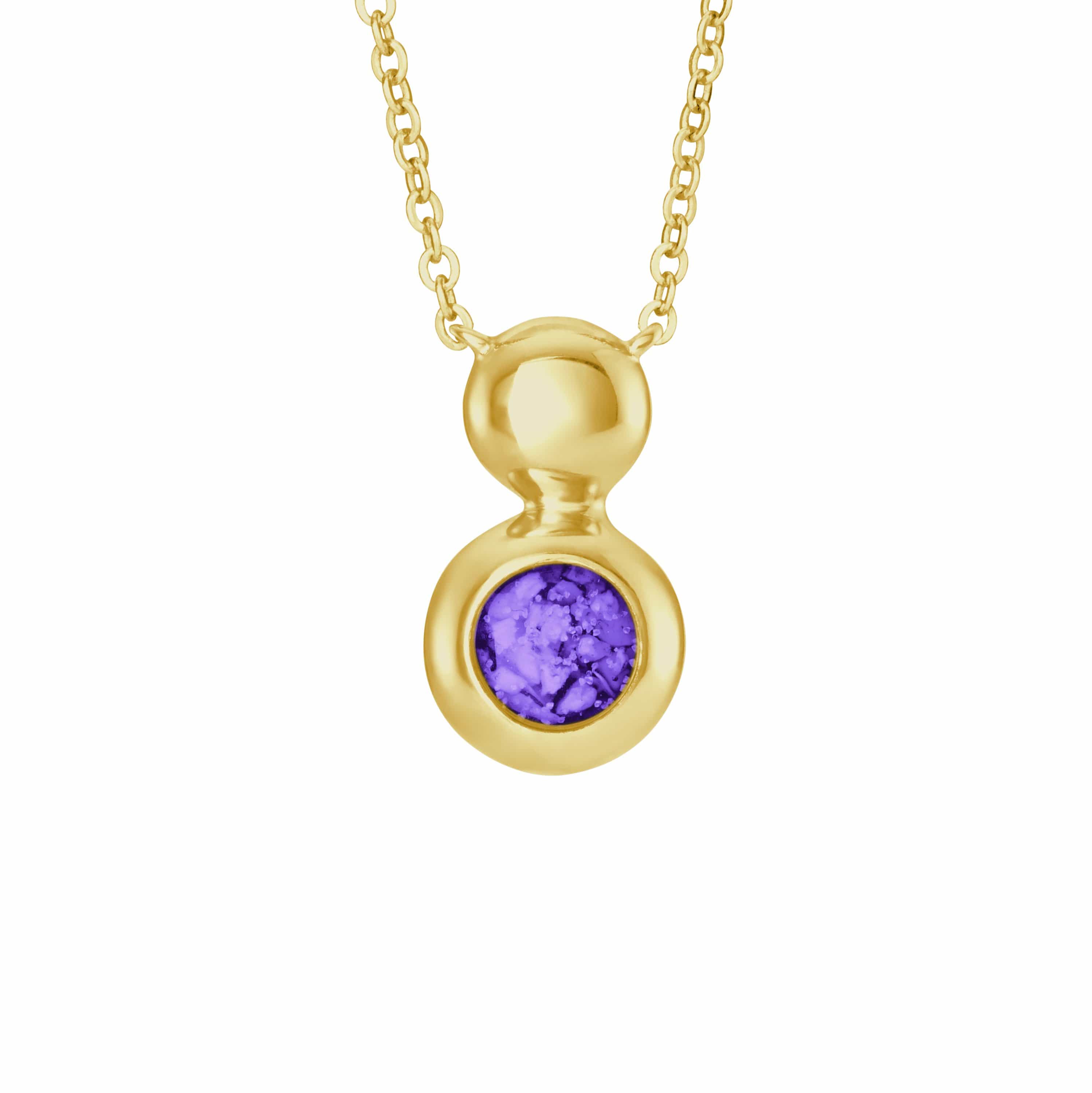 EverWith Ladies Rondure Drop Memorial Ashes Necklace 9k Yellow Gold Purple