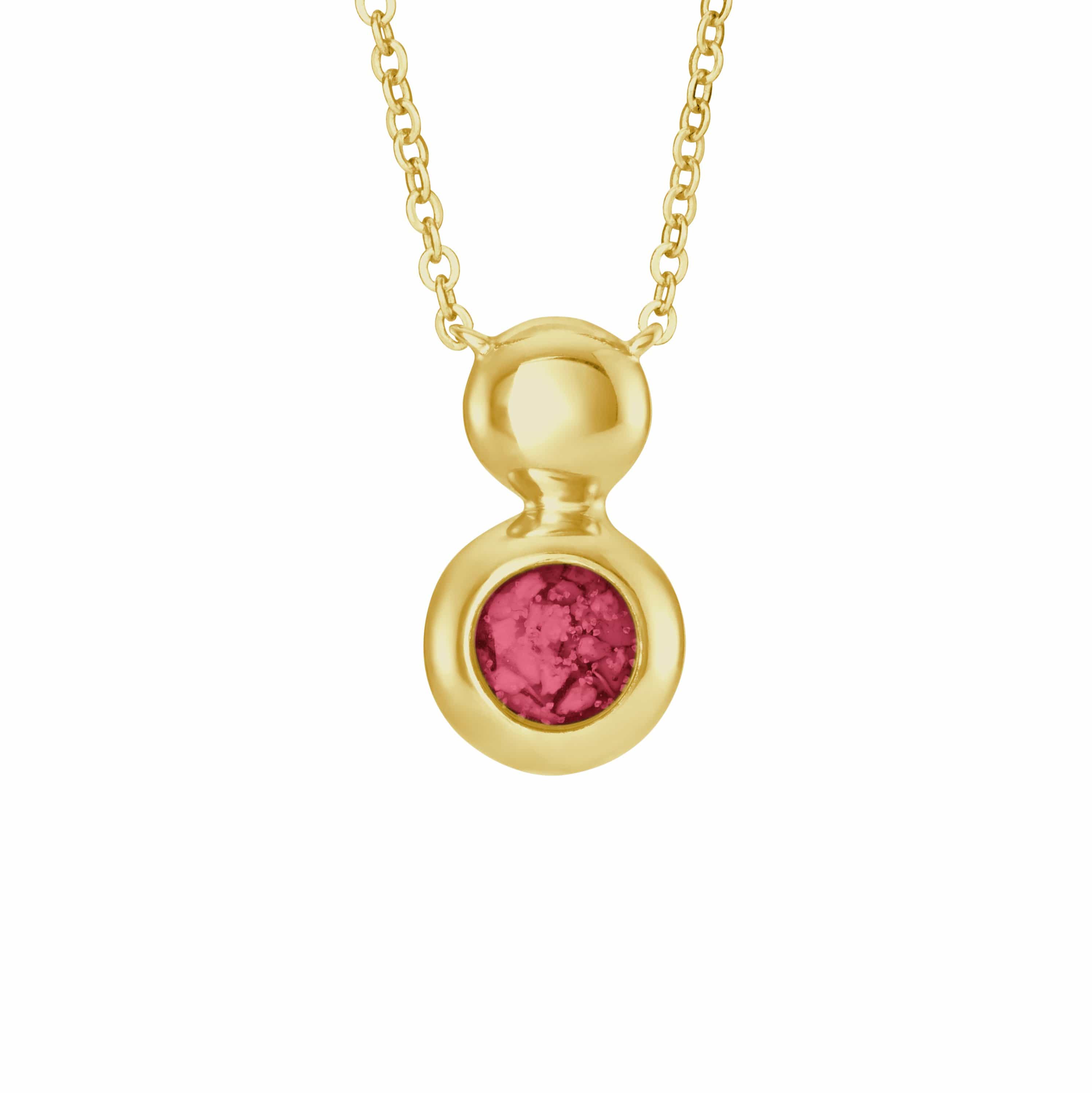 EverWith Ladies Rondure Drop Memorial Ashes Necklace 9k Yellow Gold Red