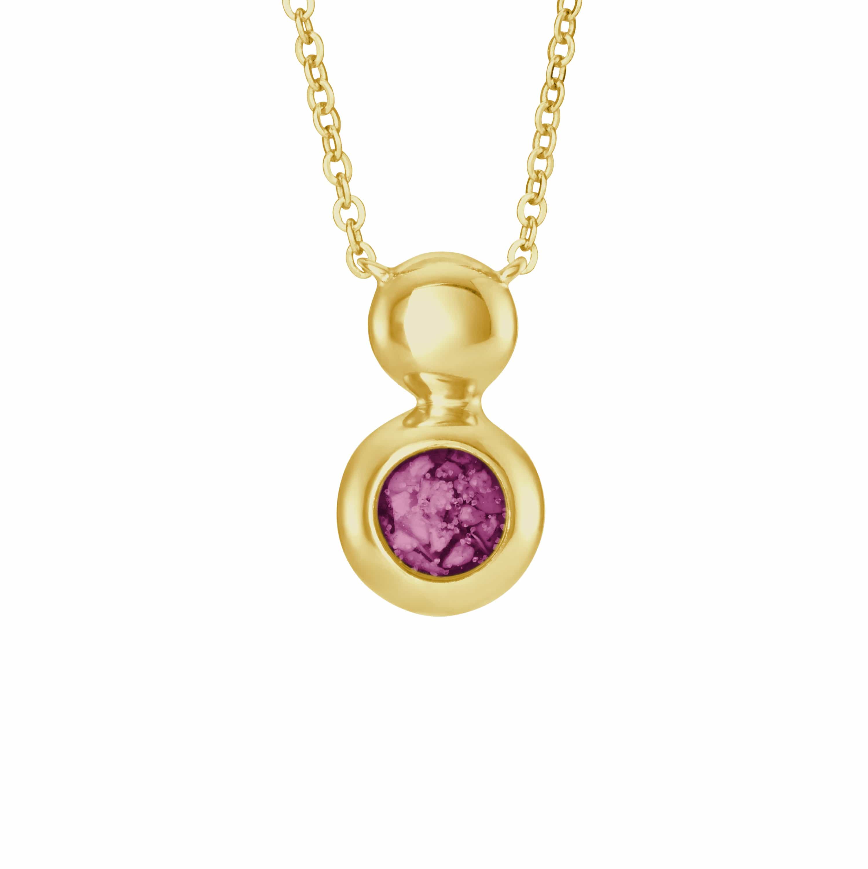 EverWith Ladies Rondure Drop Memorial Ashes Necklace 9k Yellow Gold Violet