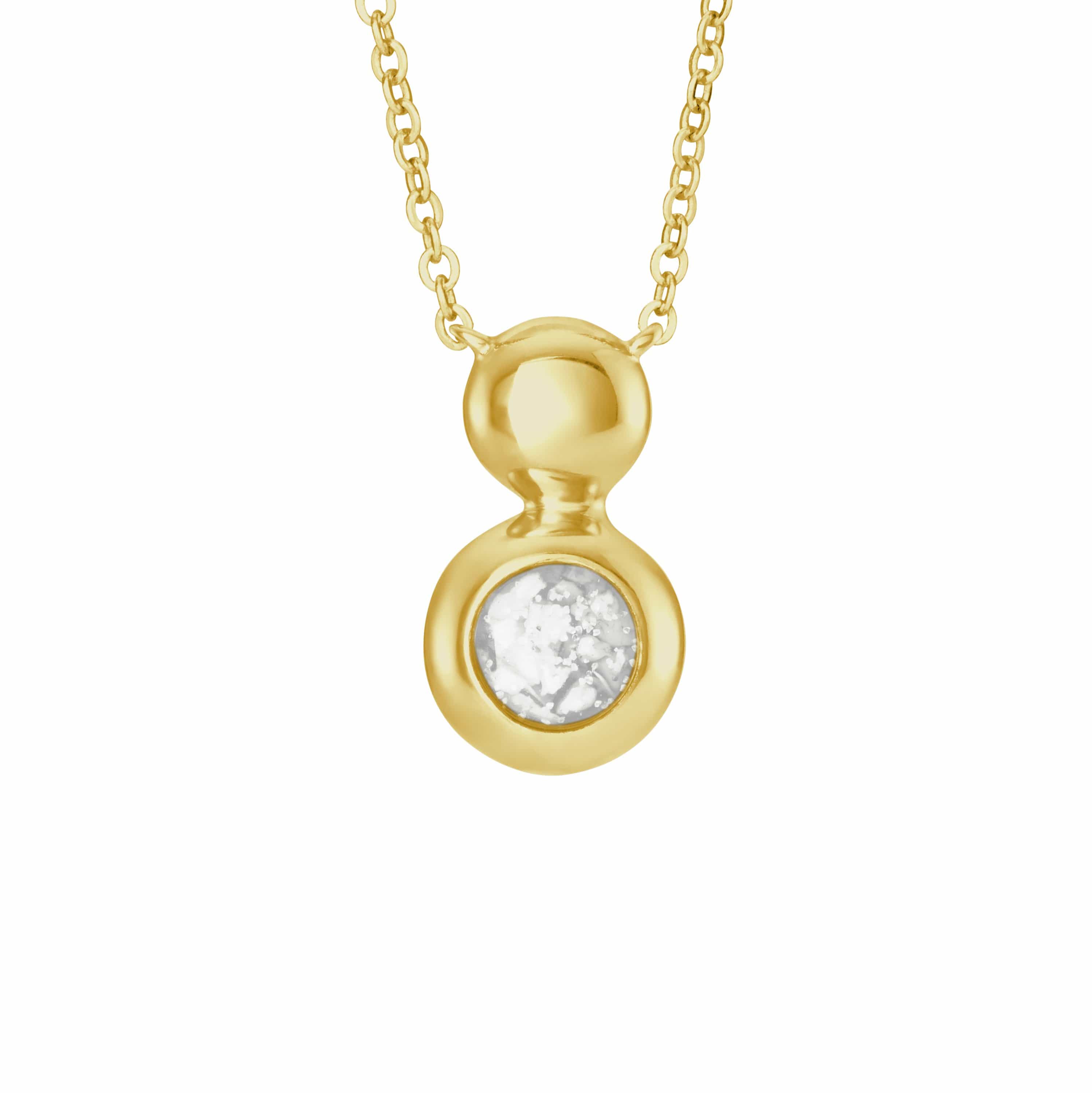 EverWith Ladies Rondure Drop Memorial Ashes Necklace 9k Yellow Gold White