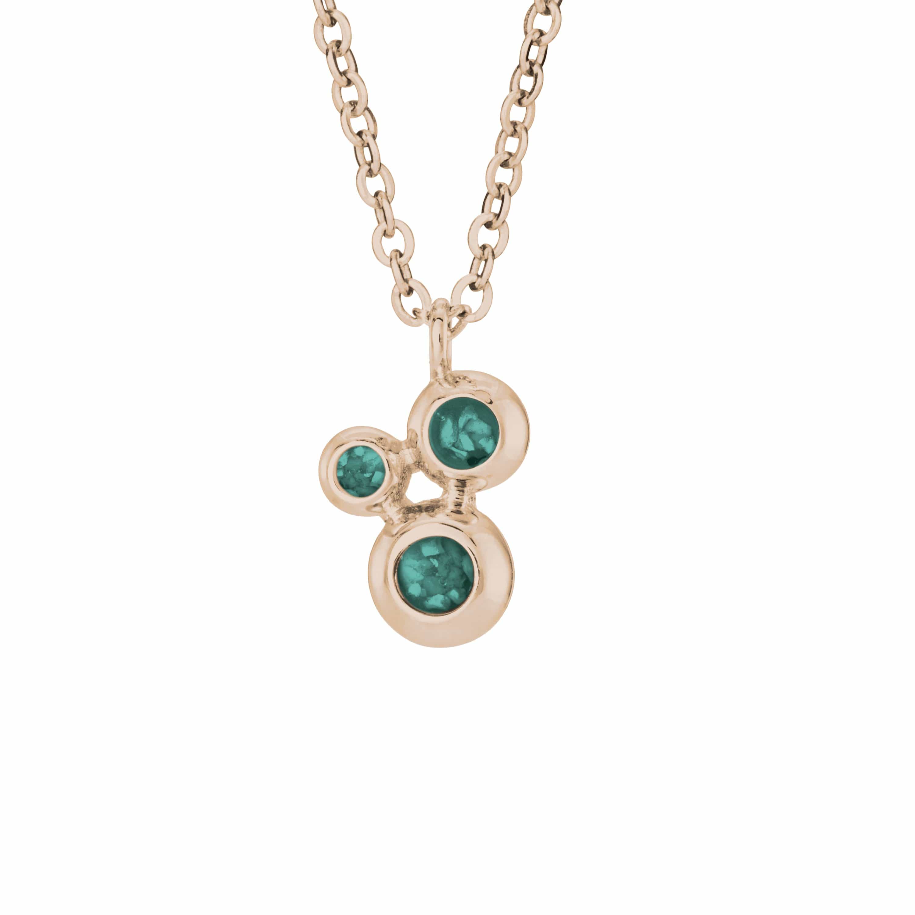 EverWith Ladies Rondure Triple Array Memorial Ashes Pendant 9k Rose Gold Aqua