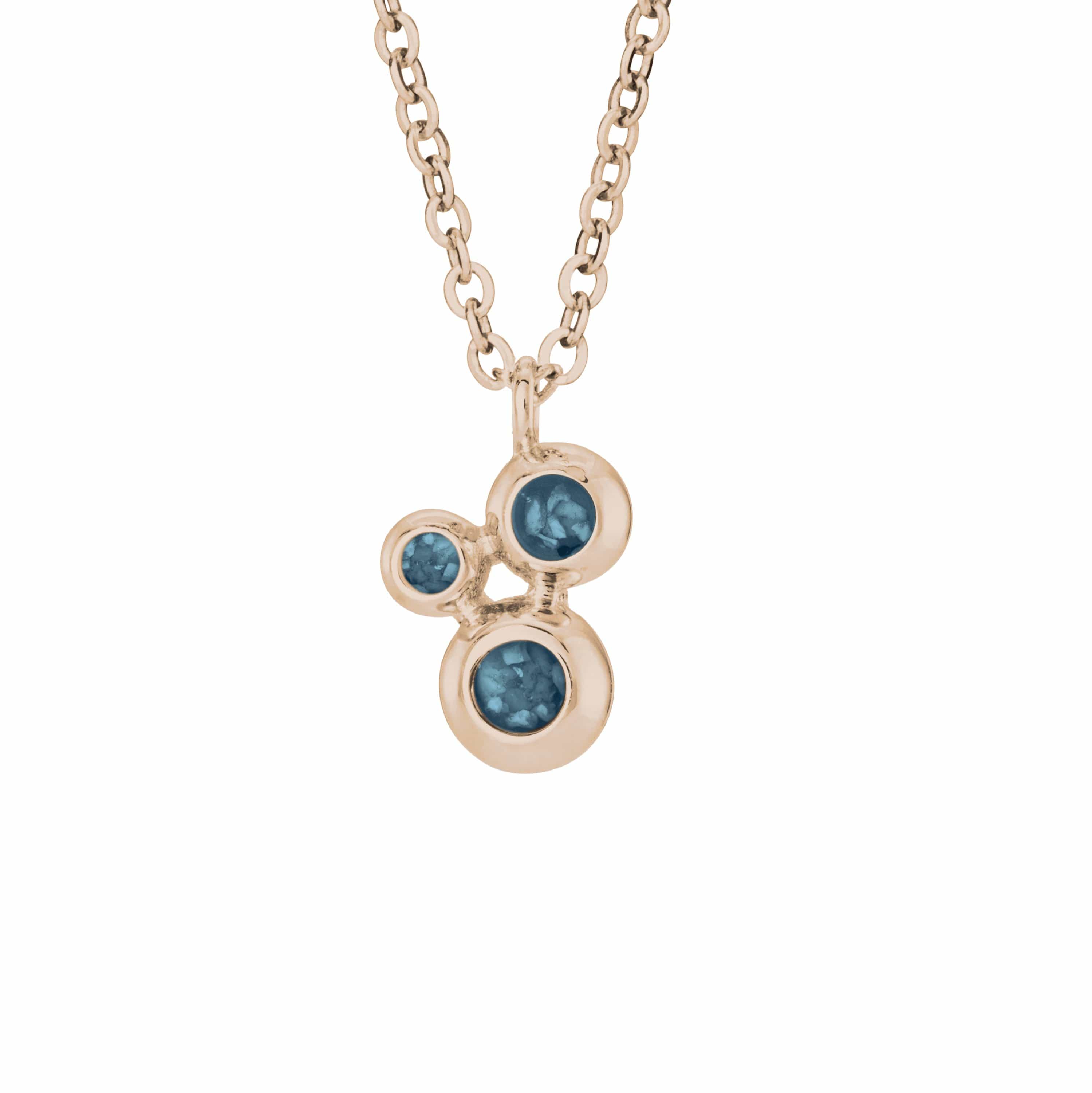 EverWith Ladies Rondure Triple Array Memorial Ashes Pendant 9k Rose Gold Blue