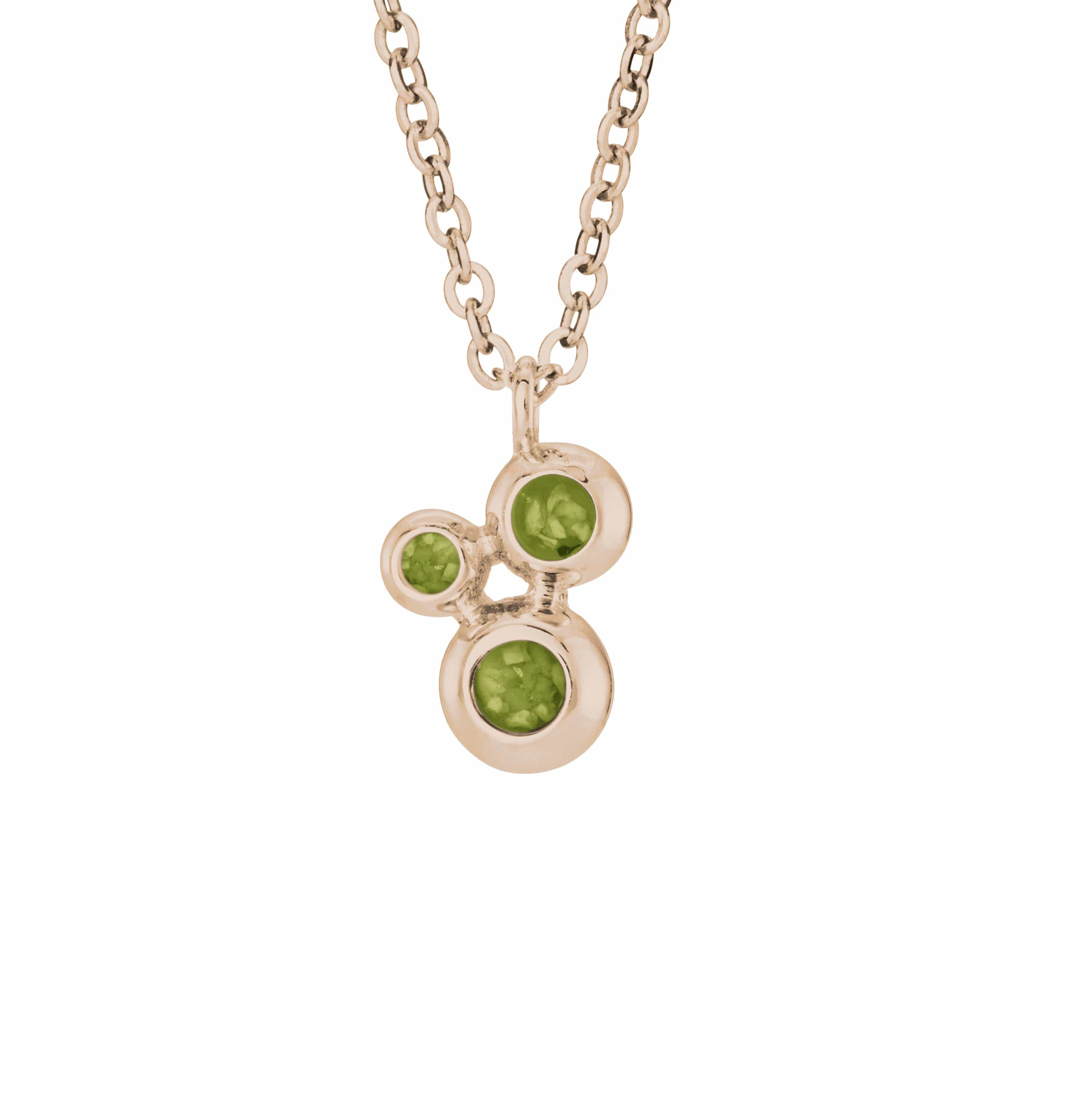 EverWith Ladies Rondure Triple Array Memorial Ashes Pendant 9k Rose Gold Green