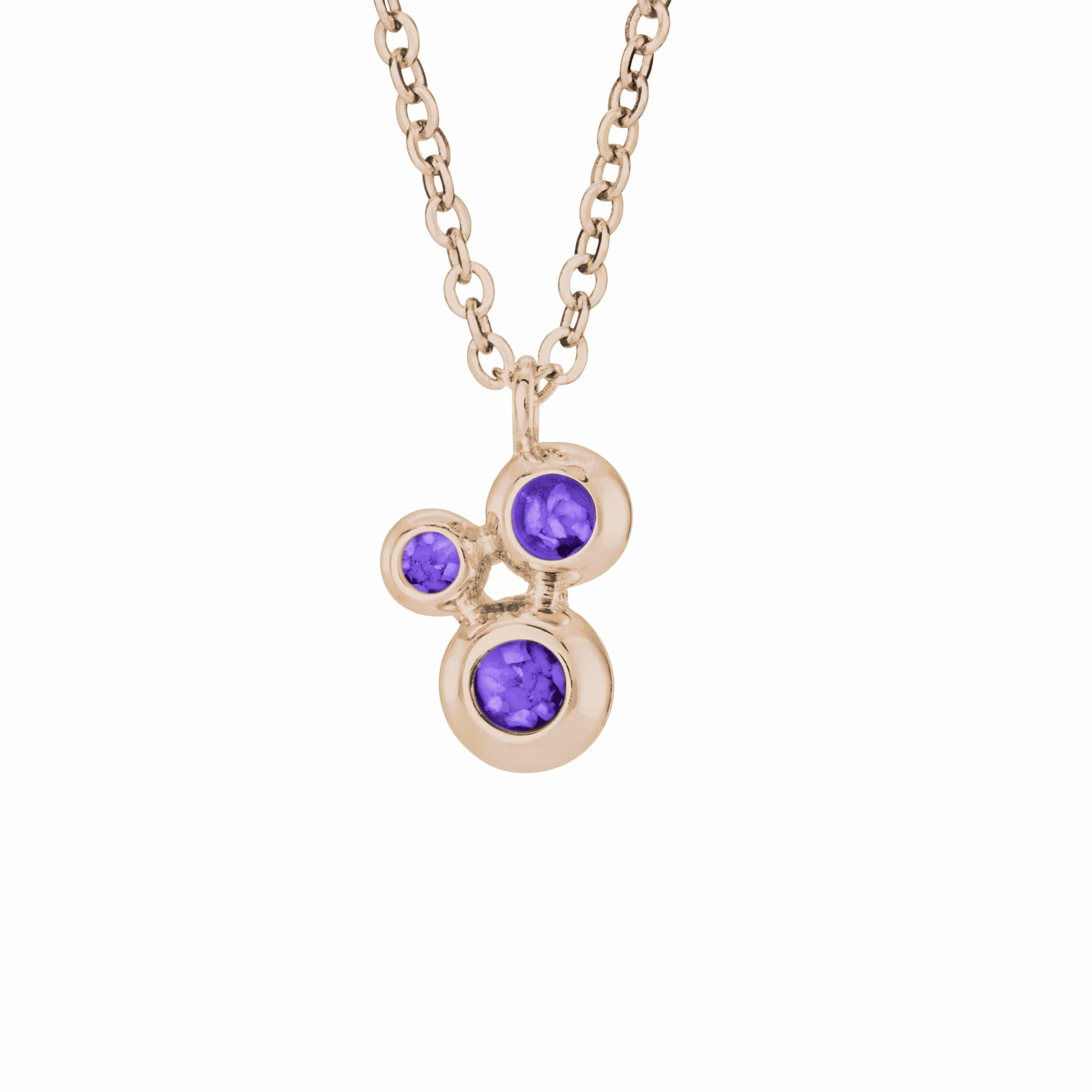 EverWith Ladies Rondure Triple Array Memorial Ashes Pendant 9k Rose Gold Purple
