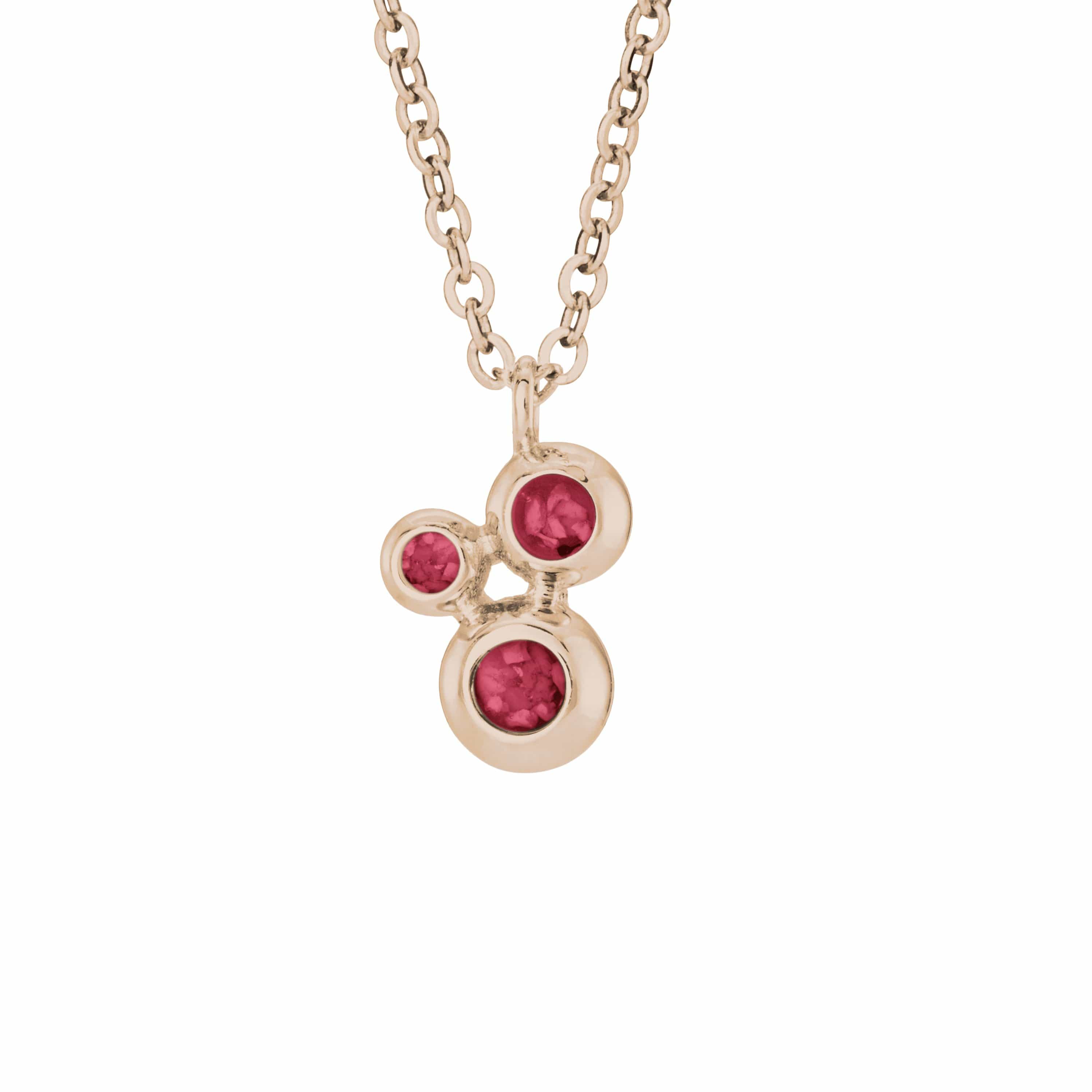 EverWith Ladies Rondure Triple Array Memorial Ashes Pendant 9k Rose Gold Red