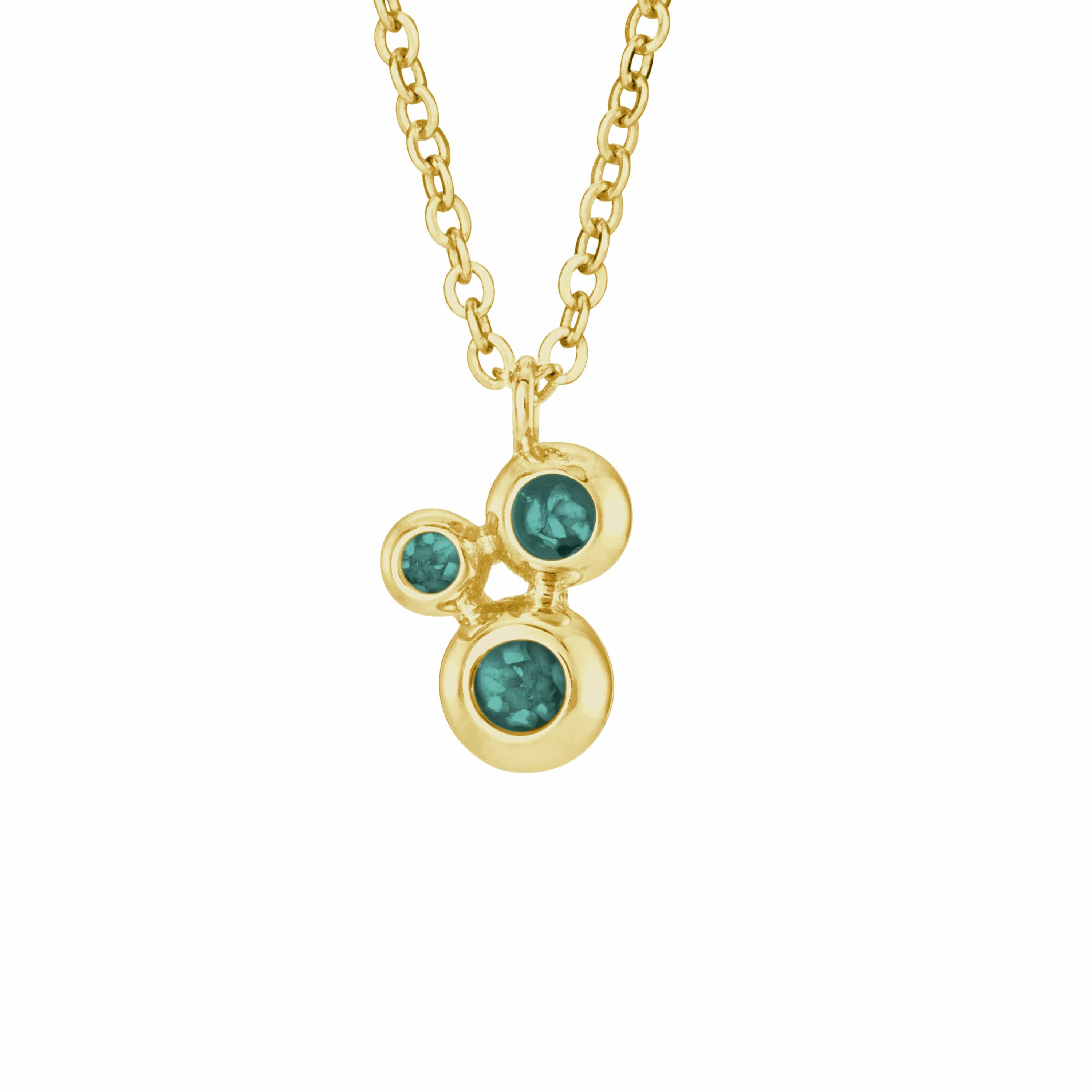 EverWith Ladies Rondure Triple Array Memorial Ashes Pendant 9k Yellow Gold Aqua