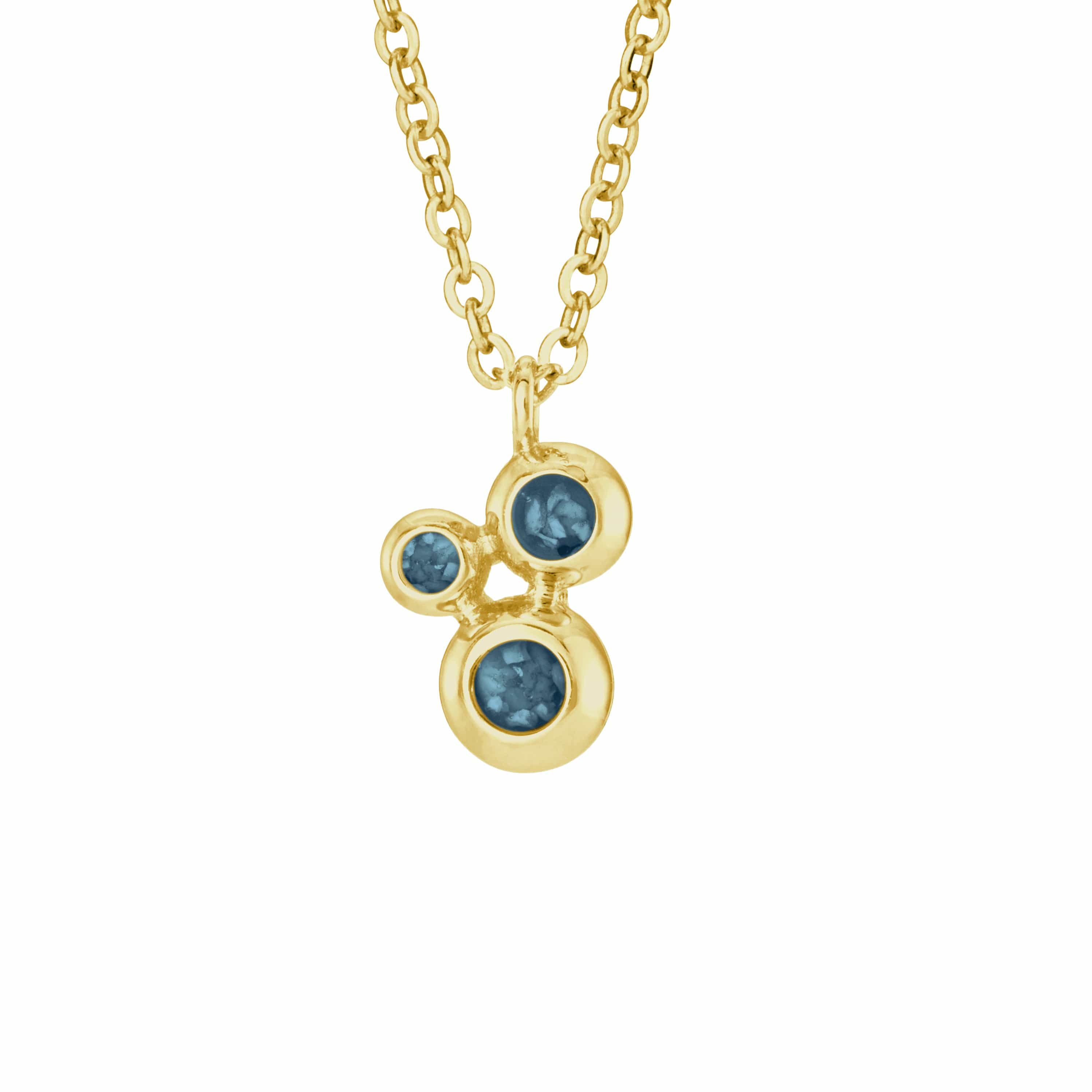 EverWith Ladies Rondure Triple Array Memorial Ashes Pendant 9k Yellow Gold Blue