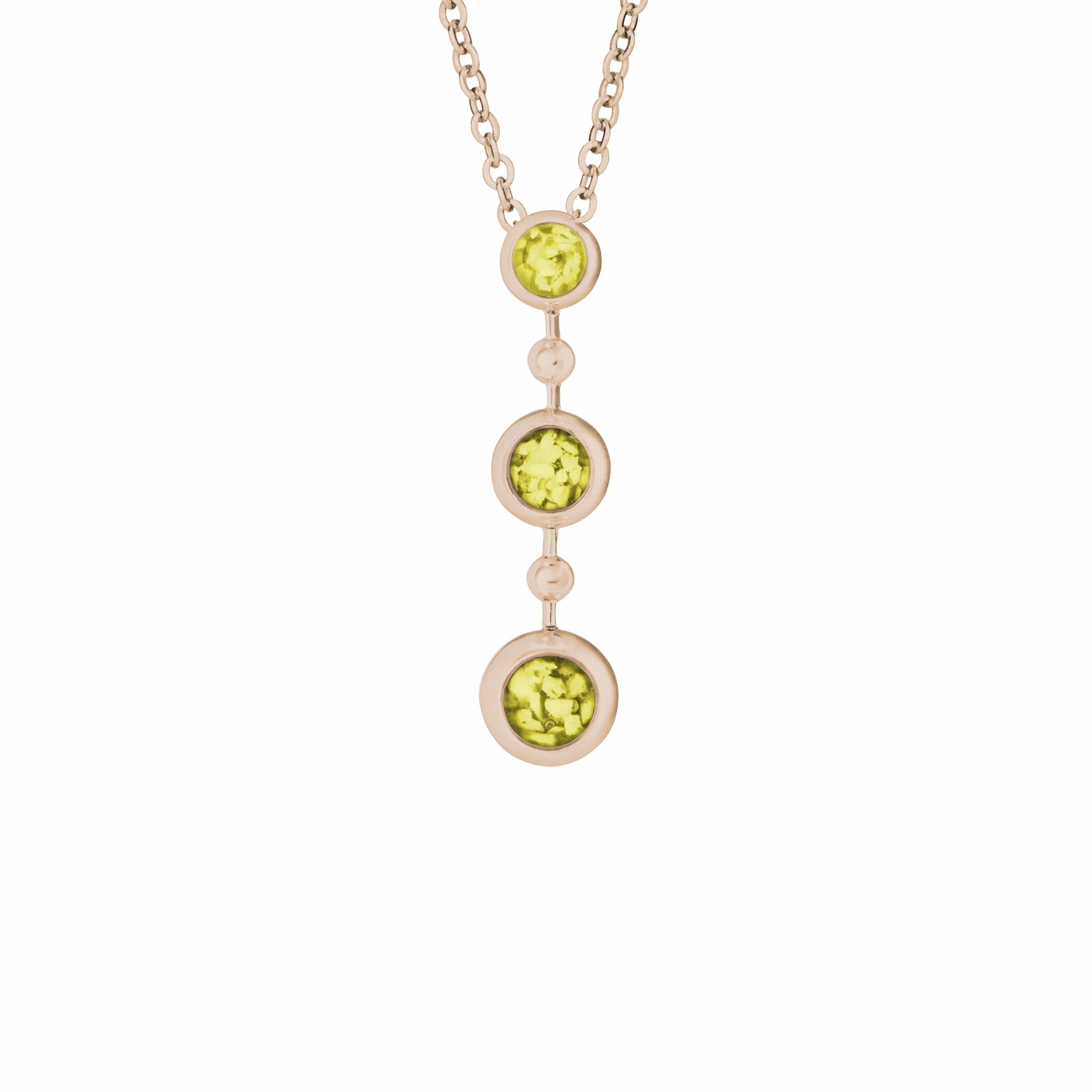 EverWith Ladies Rondure Triple Drop Memorial Ashes Necklace 9k Rose Gold Yellow