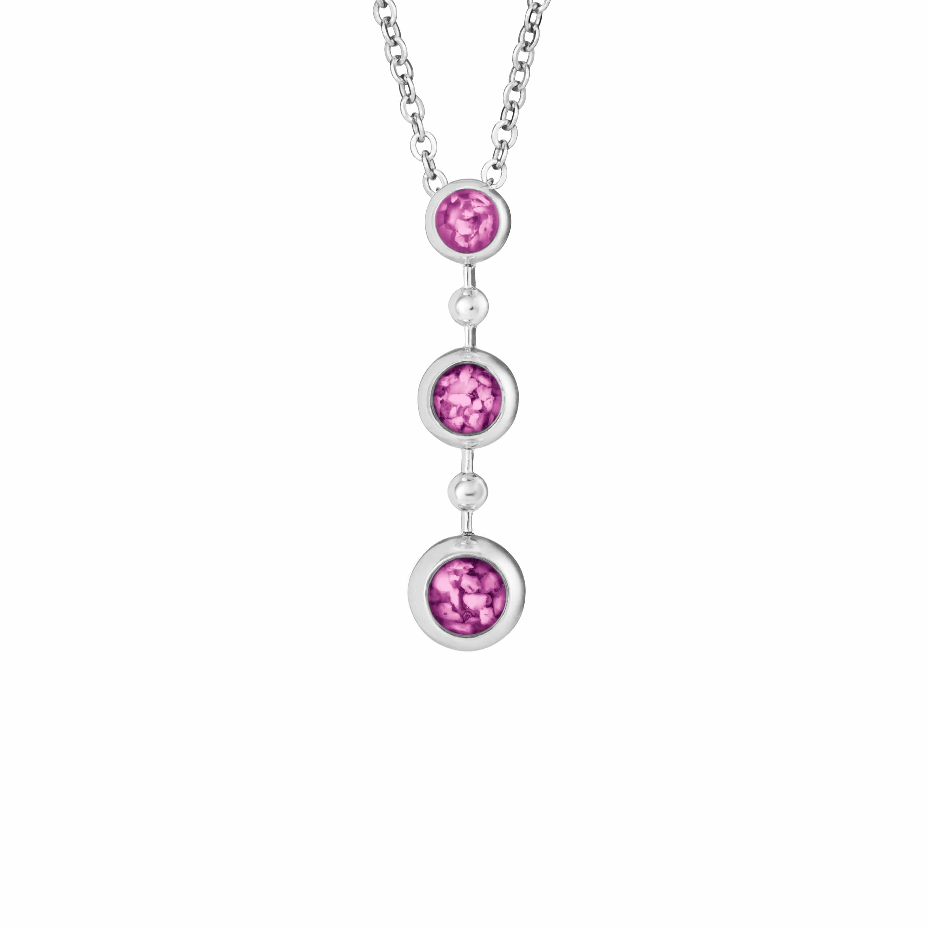 EverWith Ladies Rondure Triple Drop Memorial Ashes Necklace Pink