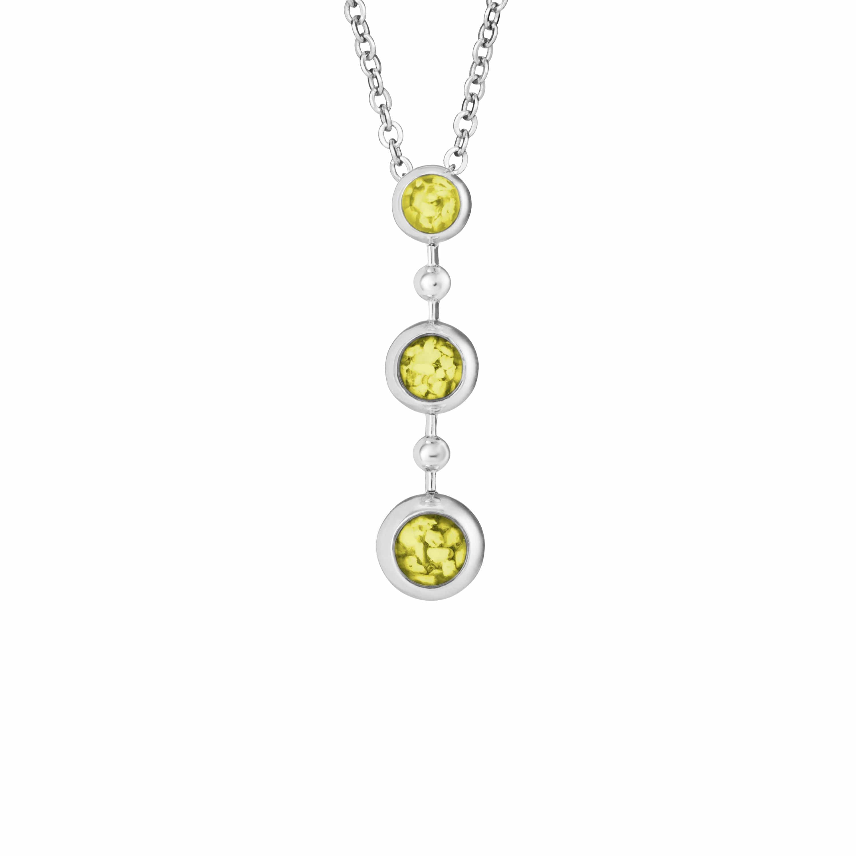 EverWith Ladies Rondure Triple Drop Memorial Ashes Necklace Yellow