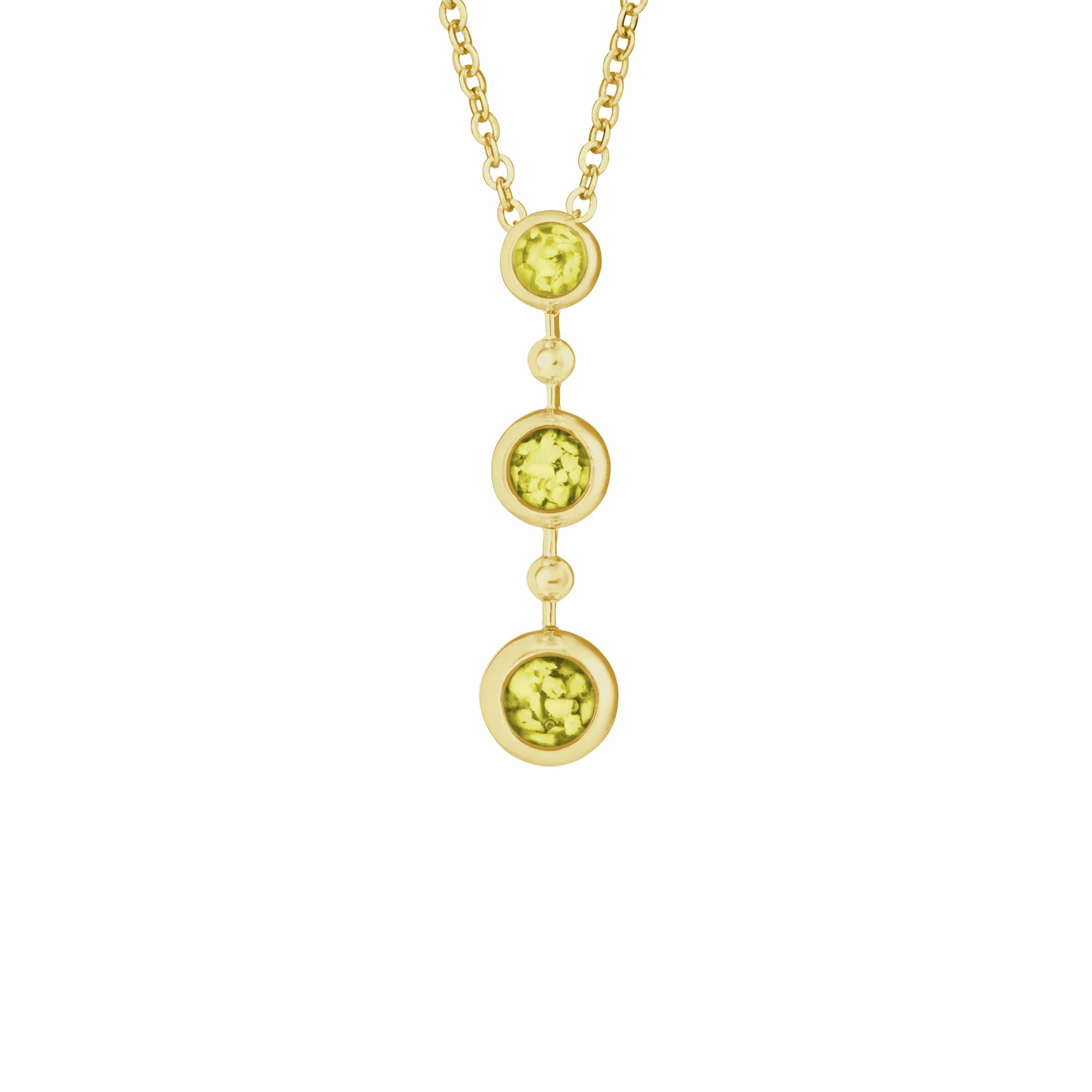 EverWith Ladies Rondure Triple Drop Memorial Ashes Necklace 9k Yellow Gold Yellow