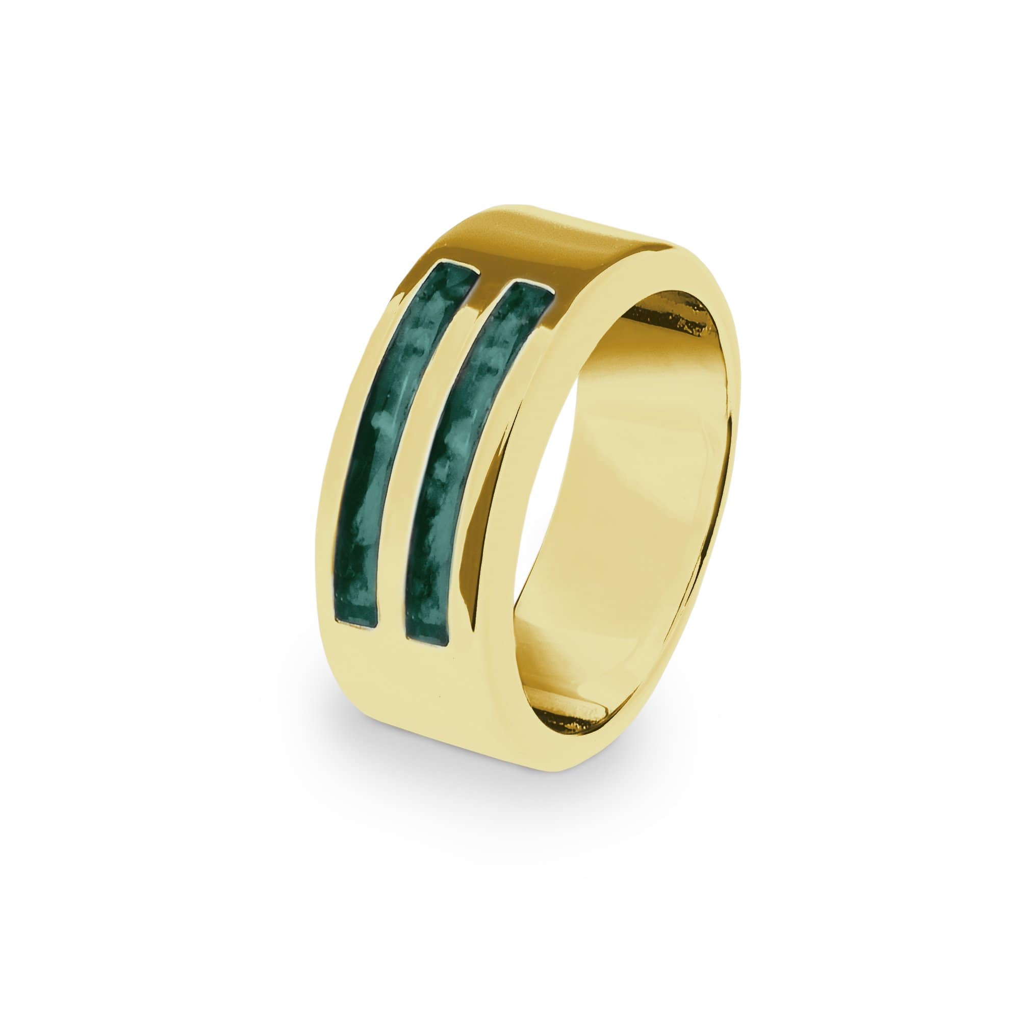 EverWith Gents Traditional Memorial Ashes Ring 9k Yellow Gold Aqua