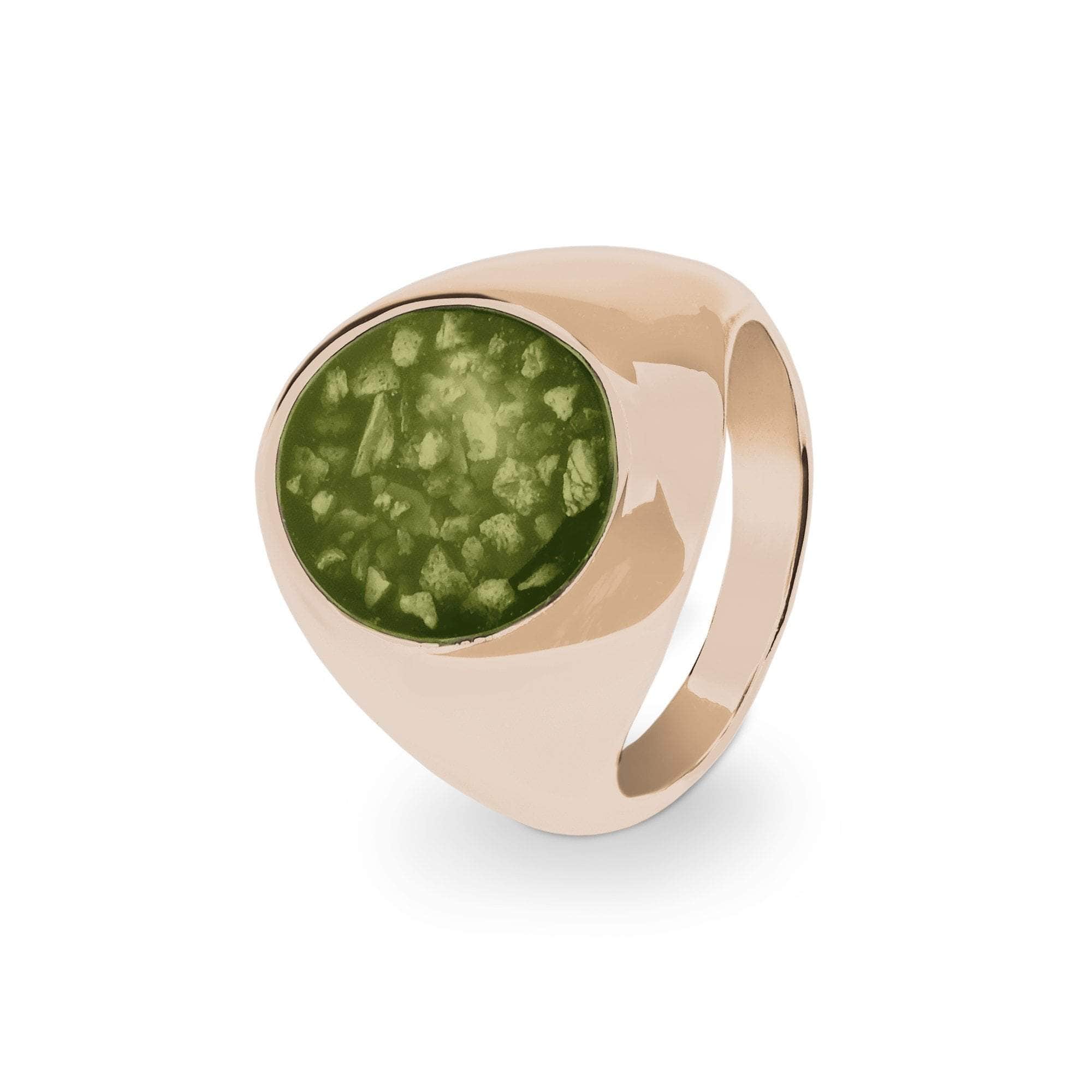 EverWith Gents Signet Memorial Ashes Ring 9k Rose Gold Green