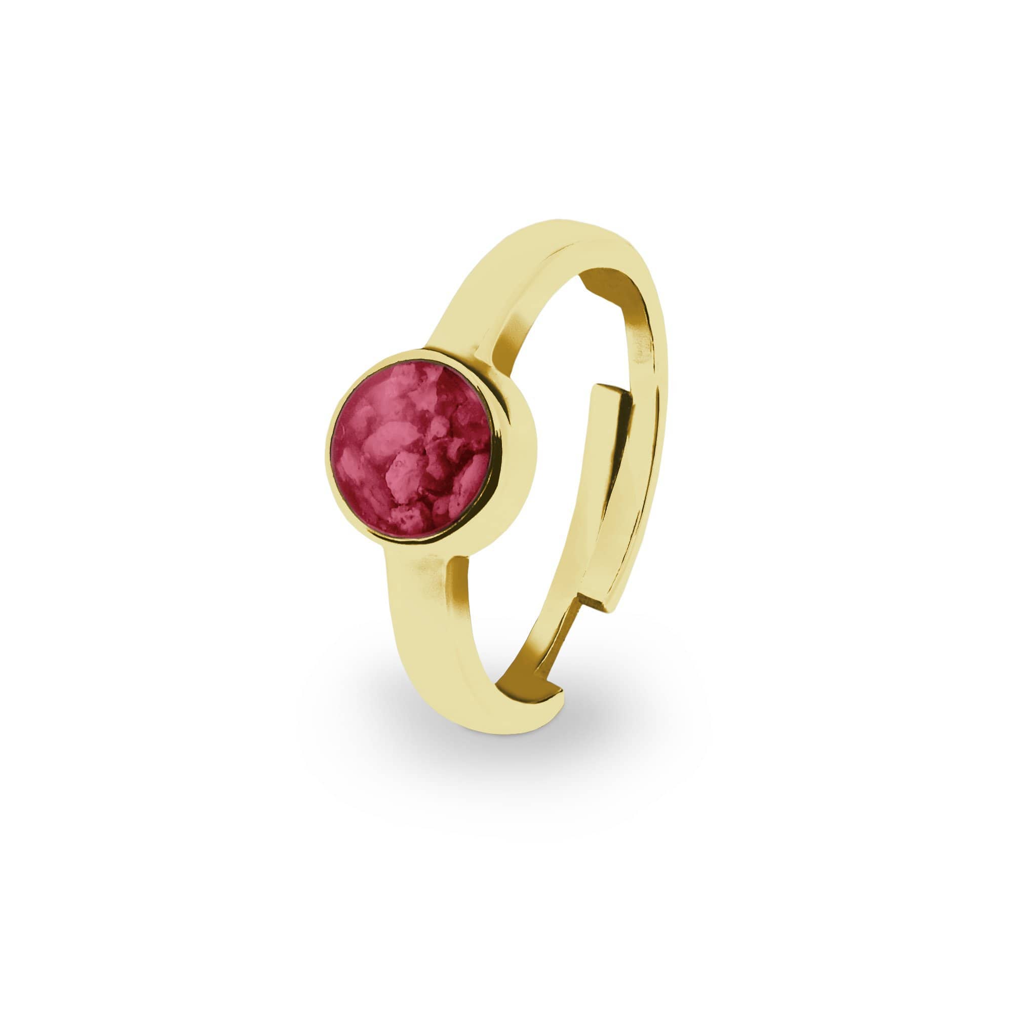 EverWith Ladies Multisize Round Memorial Ashes Ring 9k Yellow Gold Red