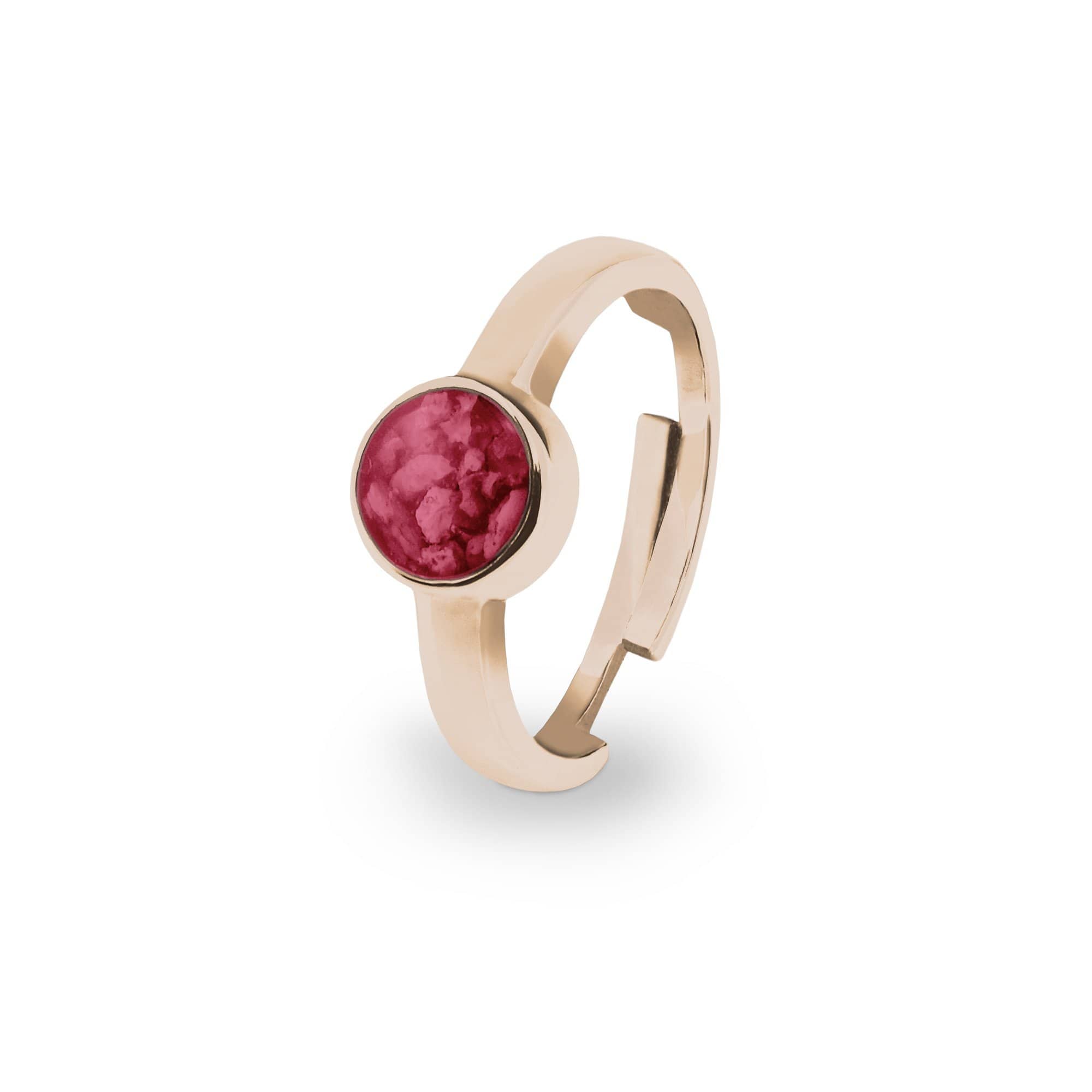EverWith Ladies Multisize Round Memorial Ashes Ring 9k Rose Gold Red