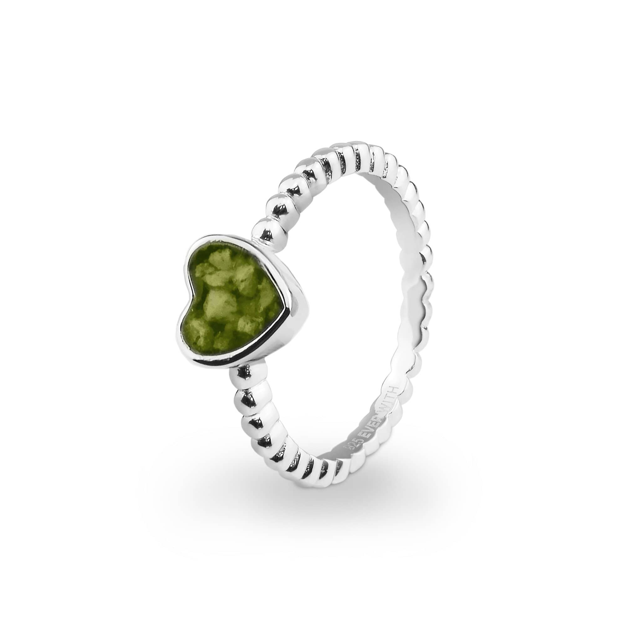 EverWith Ladies Heart Bubble Band Memorial Ashes Ring Green