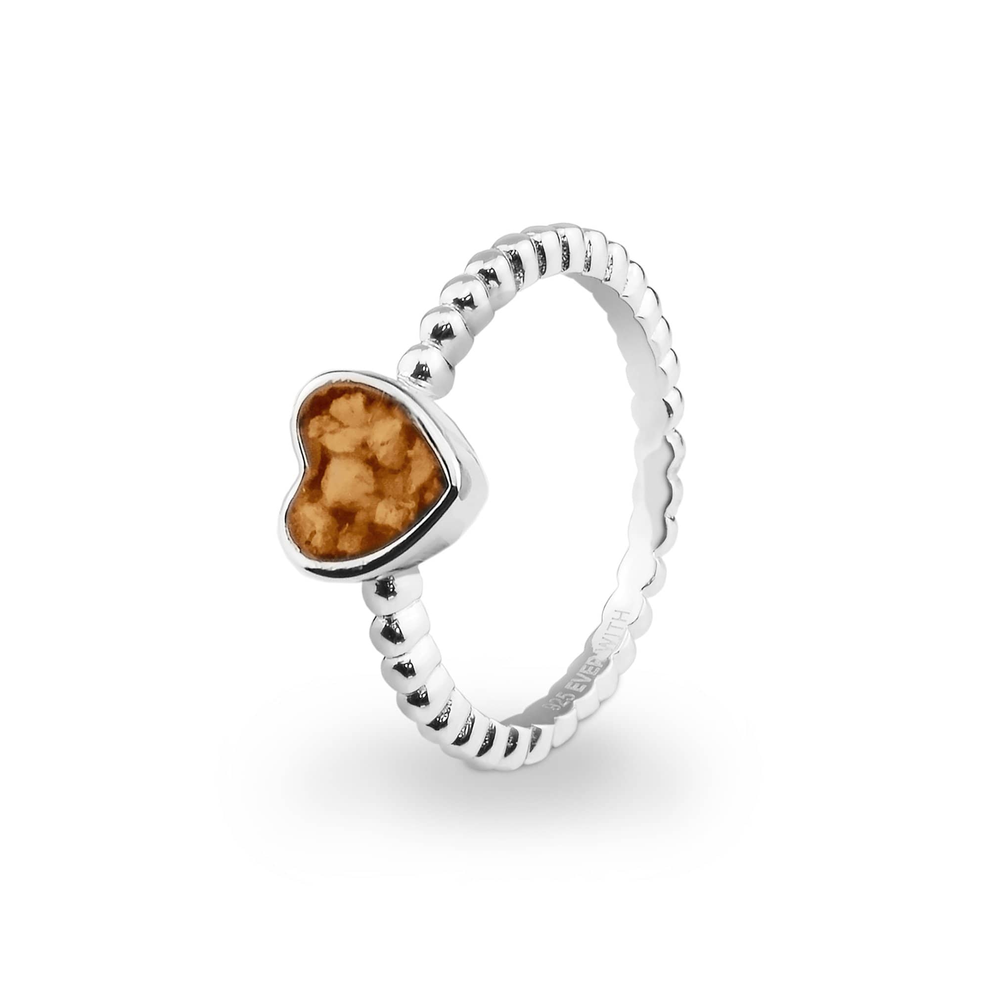 EverWith Ladies Heart Bubble Band Memorial Ashes Ring Orange
