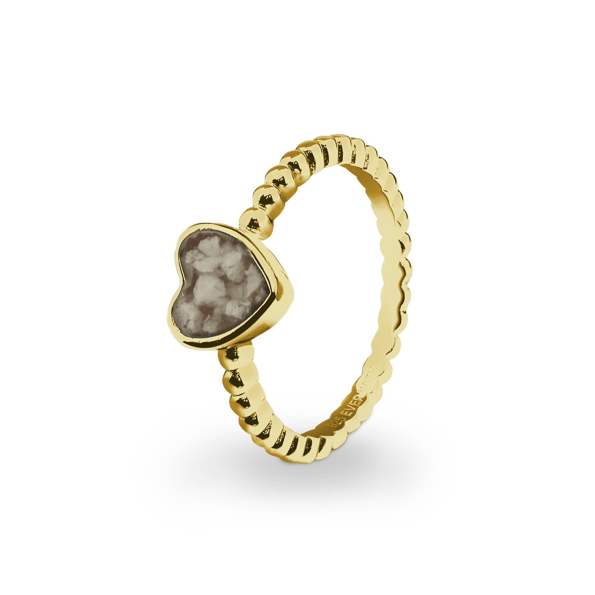 EverWith Ladies Heart Bubble Band Memorial Ashes Ring 9k Yellow Gold Transparent