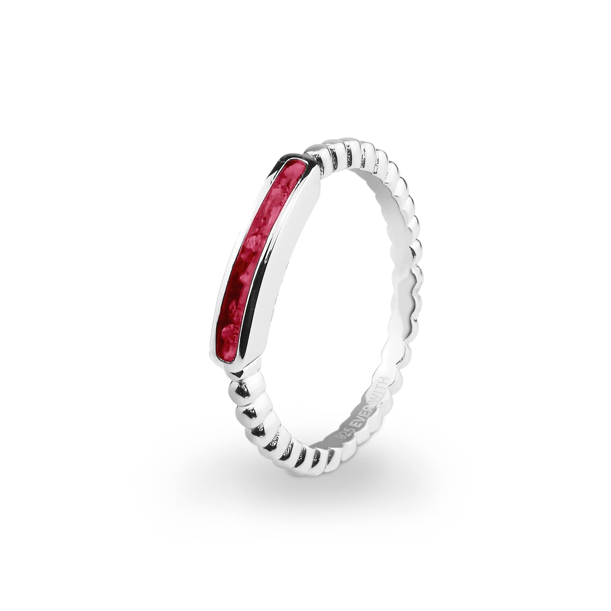 EverWith Ladies Channel Bubble Band Memorial Ashes Ring Red