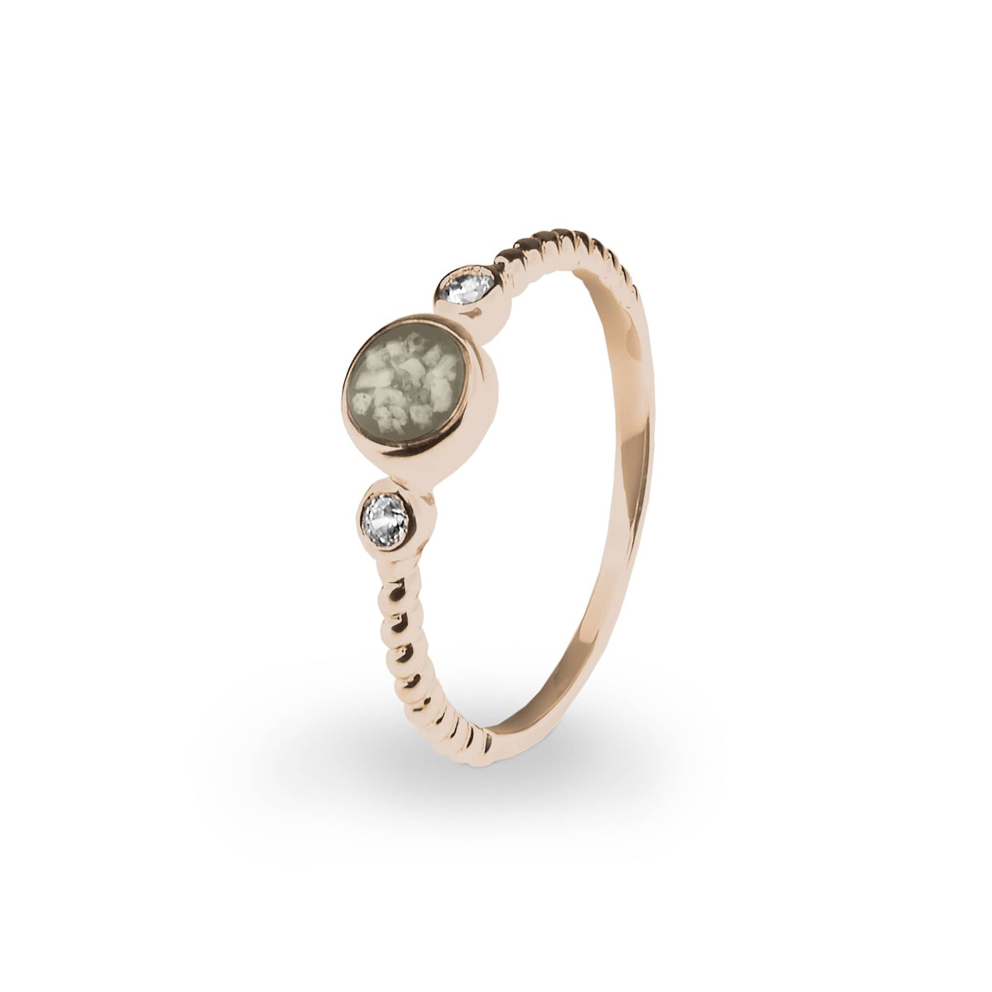 EverWith Ladies Peace Memorial Ashes Ring with Fine Crystals 9k Rose Gold Transparent