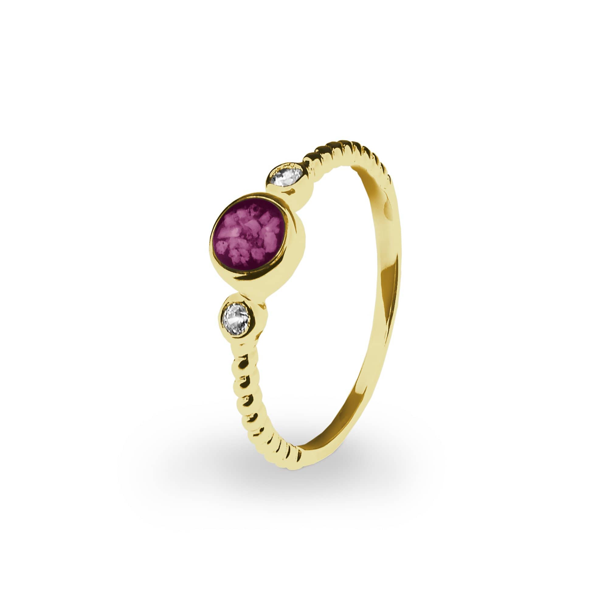 EverWith Ladies Peace Memorial Ashes Ring with Fine Crystals 9k Yellow Gold Violet