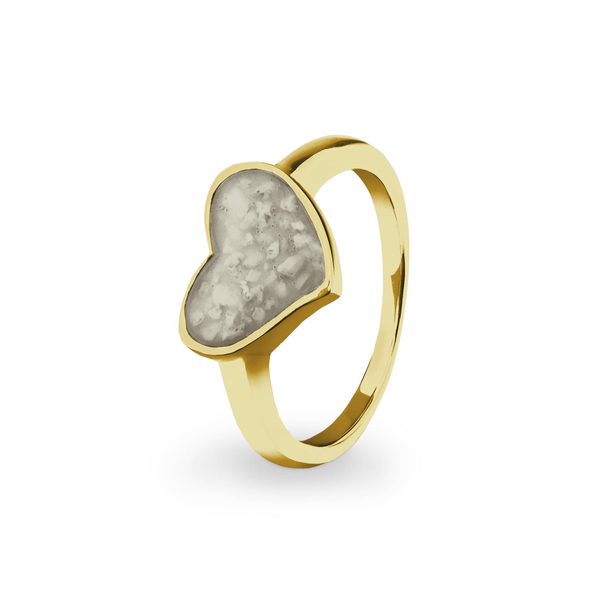 EverWith Ladies Oversized Heart Memorial Ashes Ring 9k Yellow Gold Transparent