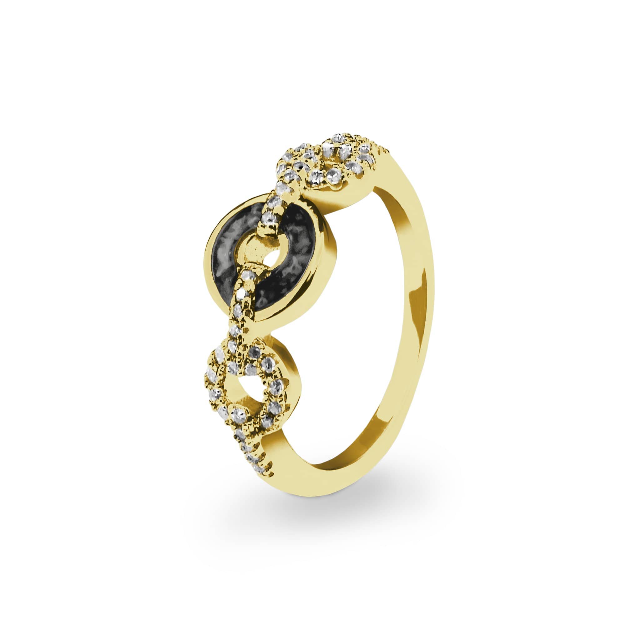 EverWith Ladies Tranquility Memorial Ashes Ring with Fine Crystals 9k Yellow Gold Black