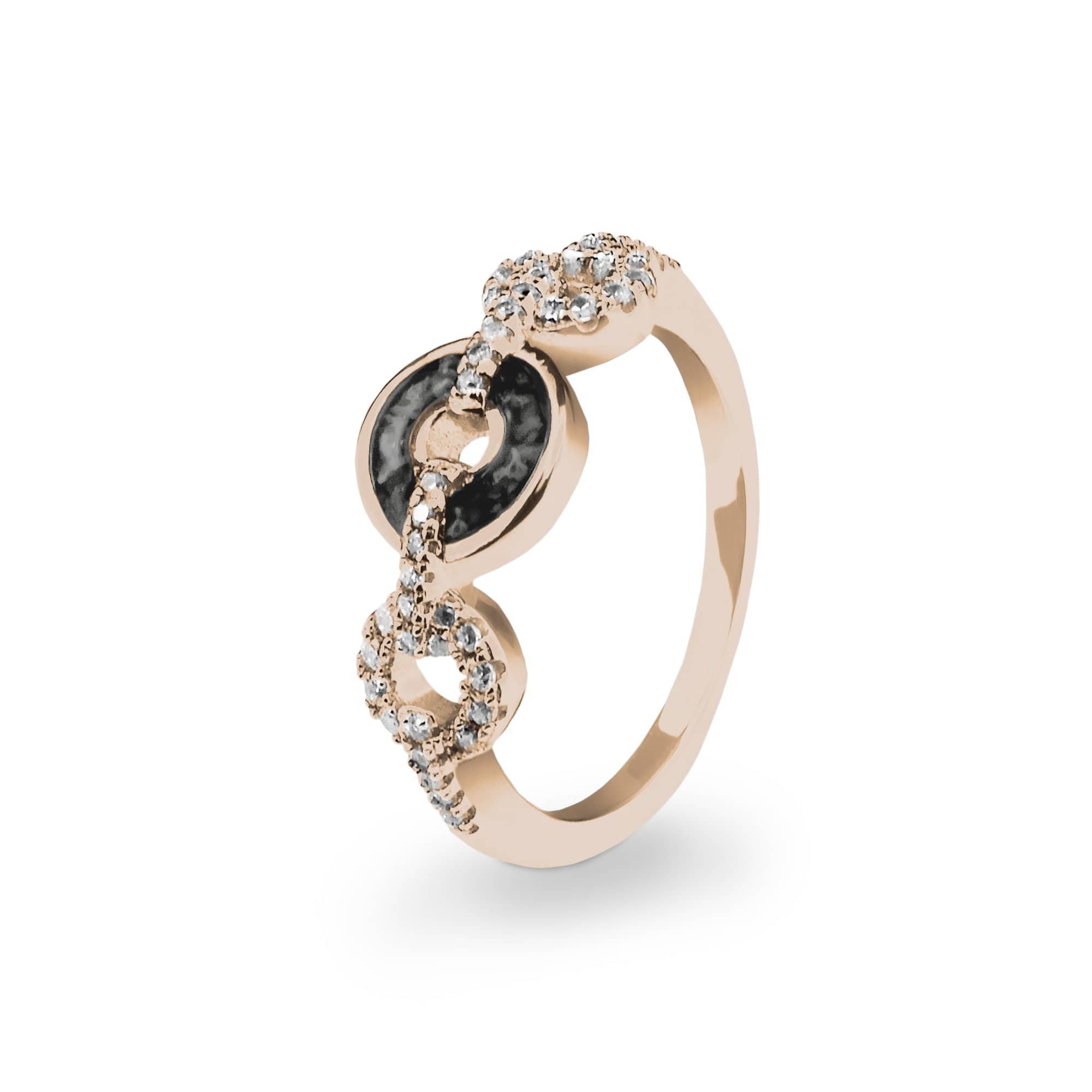 EverWith Ladies Tranquility Memorial Ashes Ring with Fine Crystals 9k Rose Gold Black