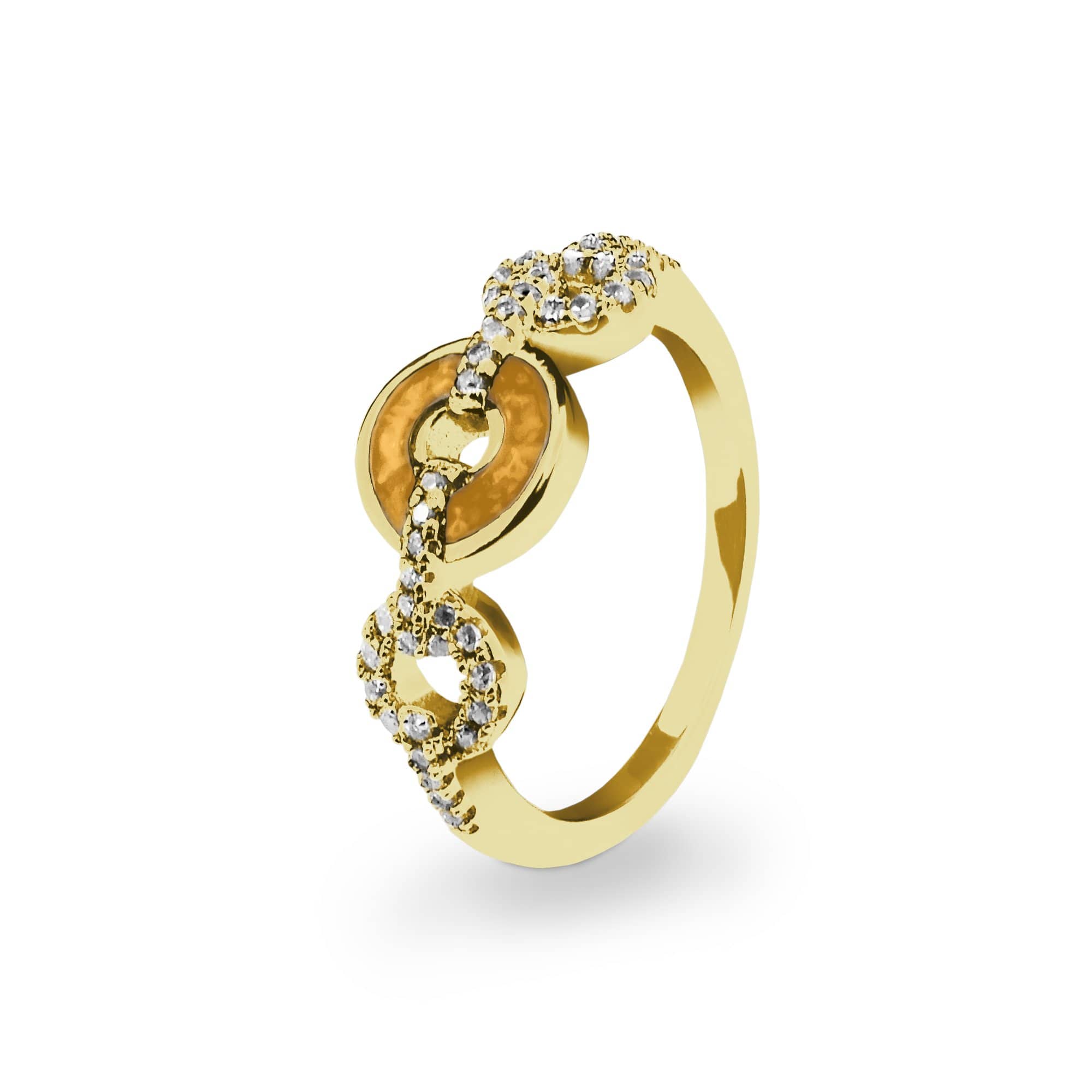 EverWith Ladies Tranquility Memorial Ashes Ring with Fine Crystals 9k Yellow Gold Orange