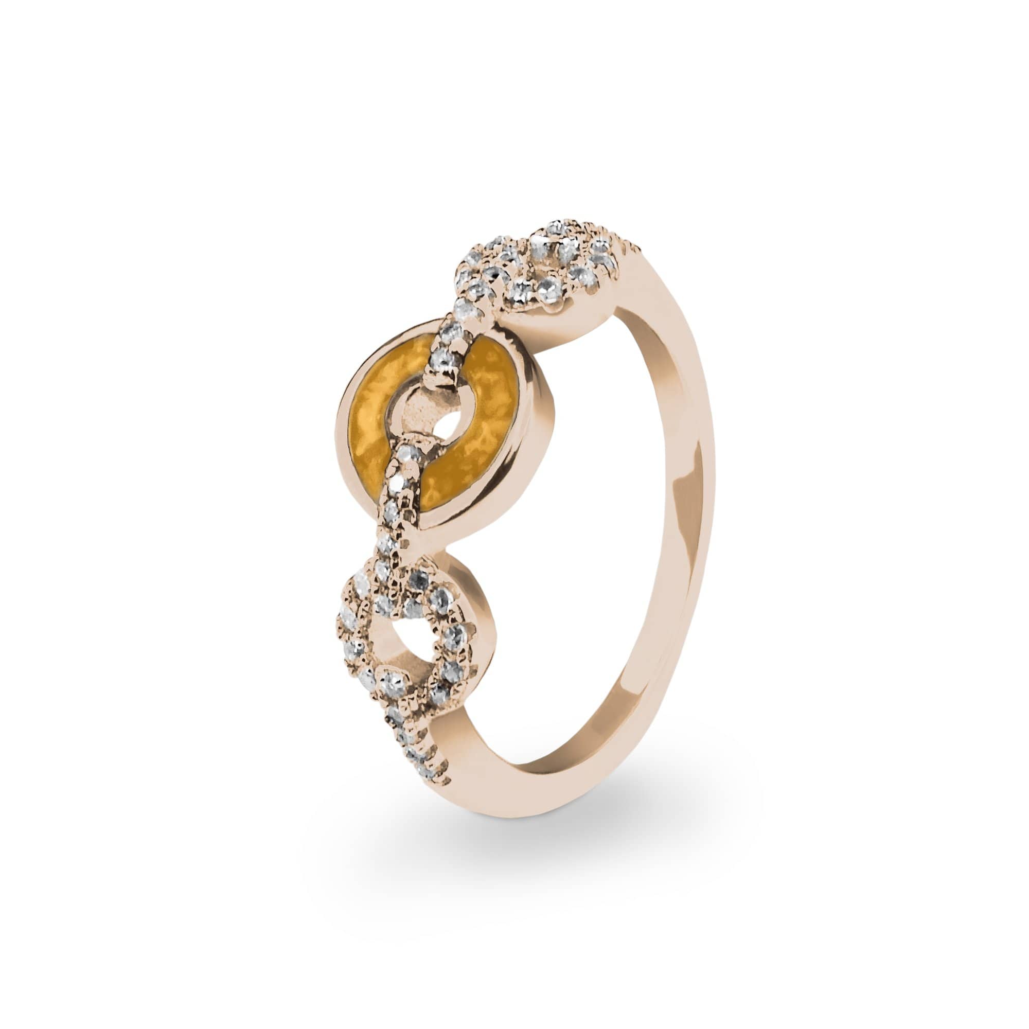EverWith Ladies Tranquility Memorial Ashes Ring with Fine Crystals 9k Rose Gold Orange