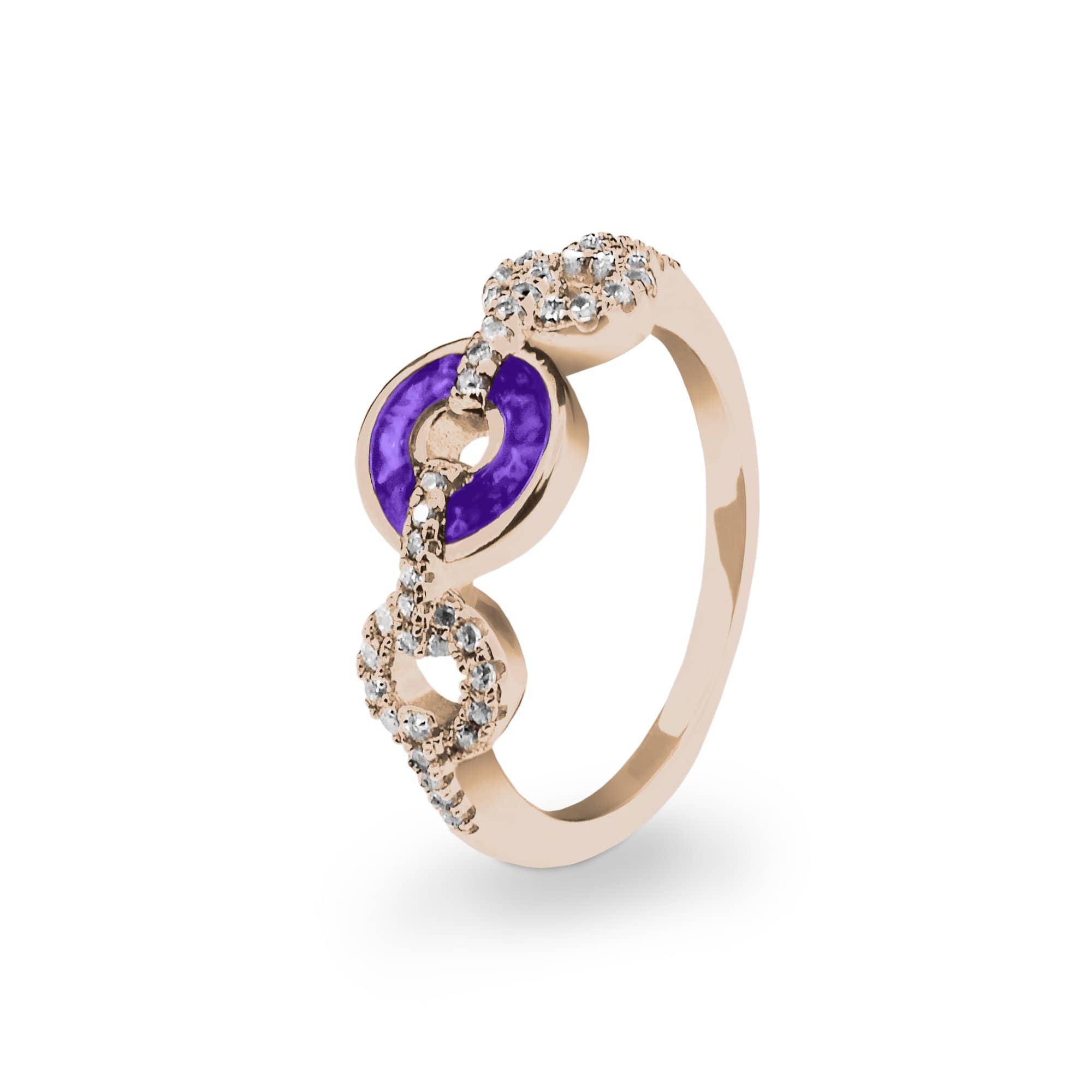 EverWith Ladies Tranquility Memorial Ashes Ring with Fine Crystals 9k Rose Gold Purple