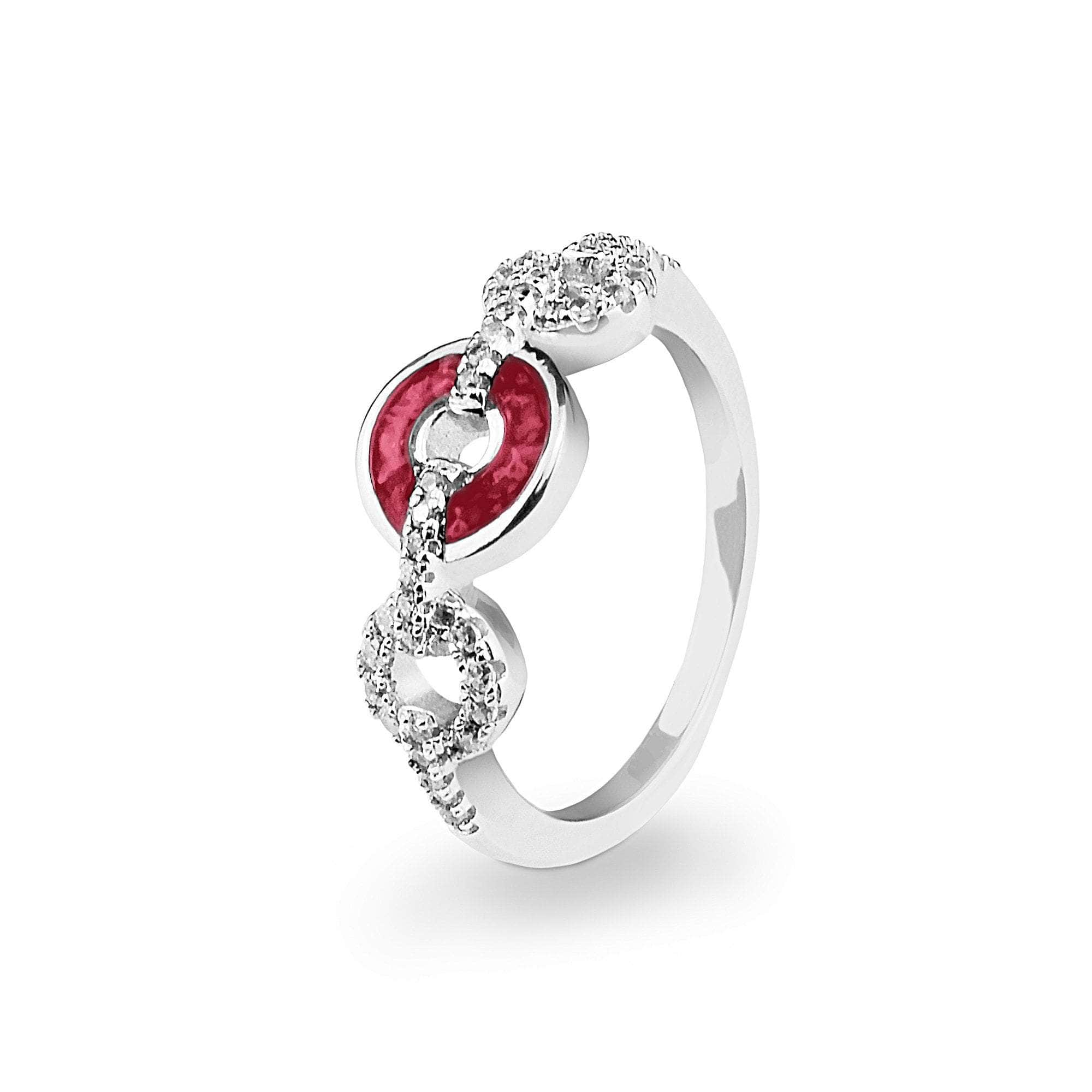EverWith Ladies Tranquility Memorial Ashes Ring with Fine Crystals Red