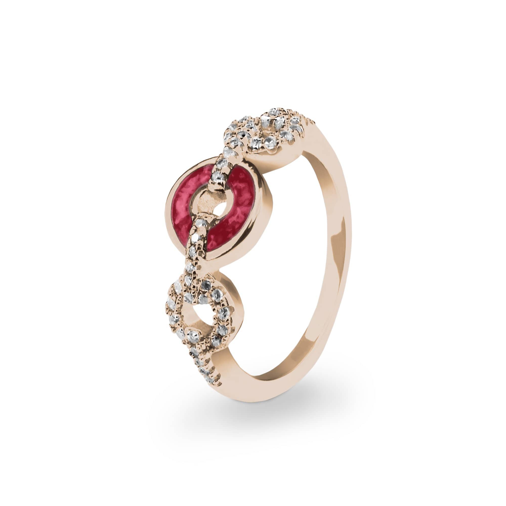 EverWith Ladies Tranquility Memorial Ashes Ring with Fine Crystals 9k Rose Gold Red