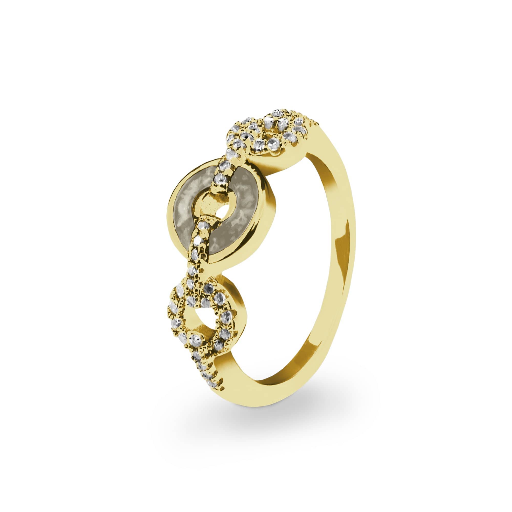 EverWith Ladies Tranquility Memorial Ashes Ring with Fine Crystals 9k Yellow Gold Transparent