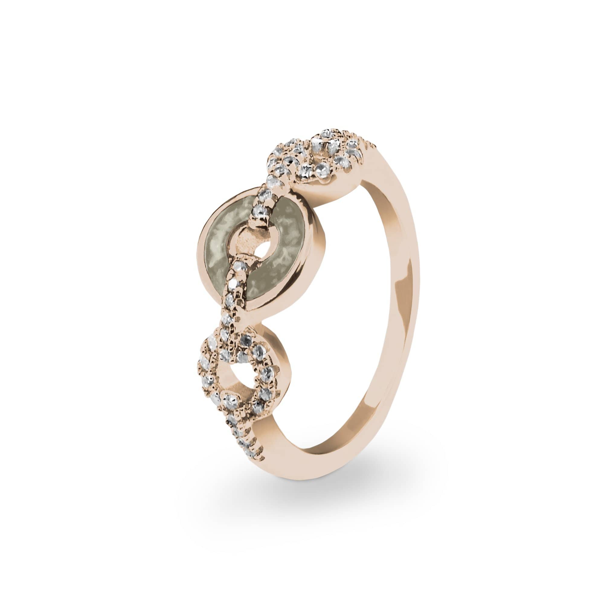 EverWith Ladies Tranquility Memorial Ashes Ring with Fine Crystals 9k Rose Gold Transparent