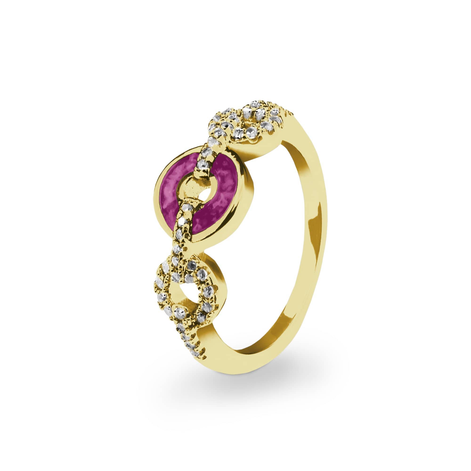EverWith Ladies Tranquility Memorial Ashes Ring with Fine Crystals 9k Yellow Gold Violet