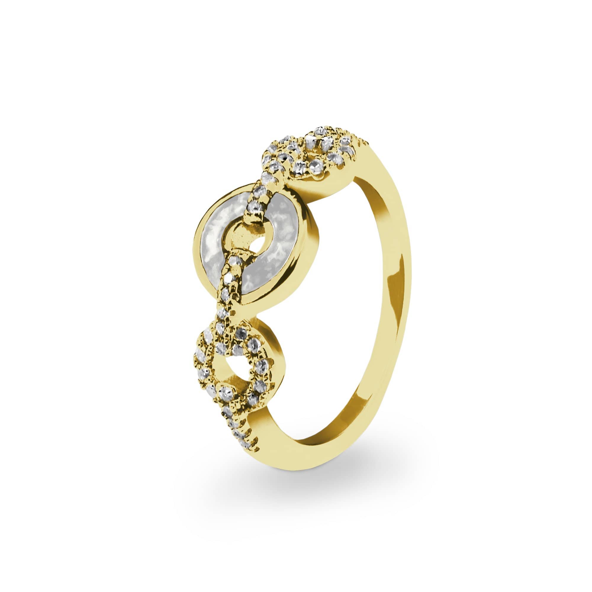 EverWith Ladies Tranquility Memorial Ashes Ring with Fine Crystals 9k Yellow Gold White