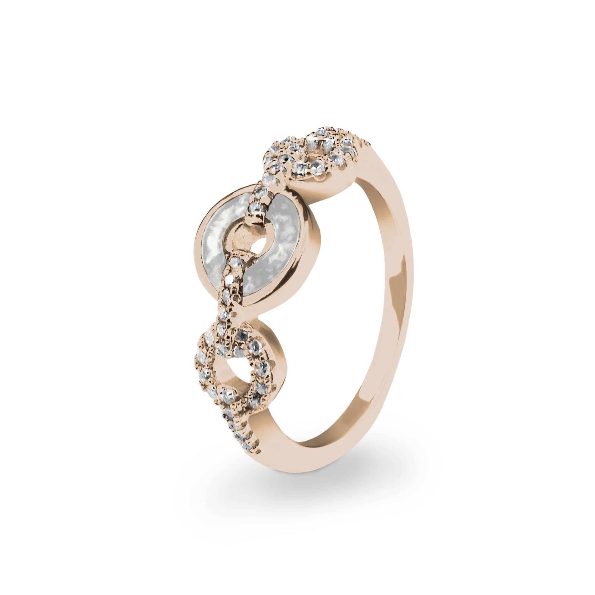 EverWith Ladies Tranquility Memorial Ashes Ring with Fine Crystals 9k Rose Gold White