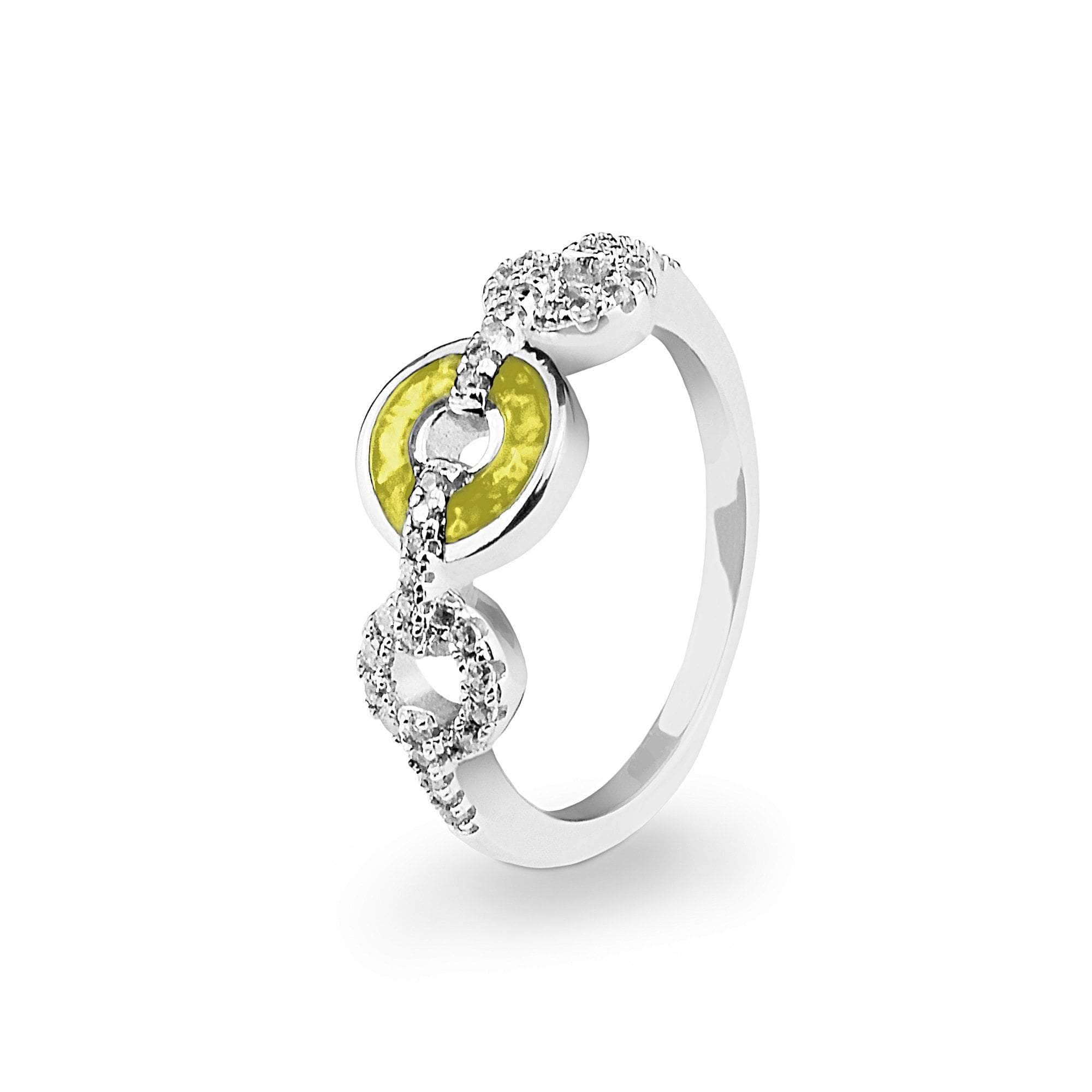 EverWith Ladies Tranquility Memorial Ashes Ring with Fine Crystals Yellow