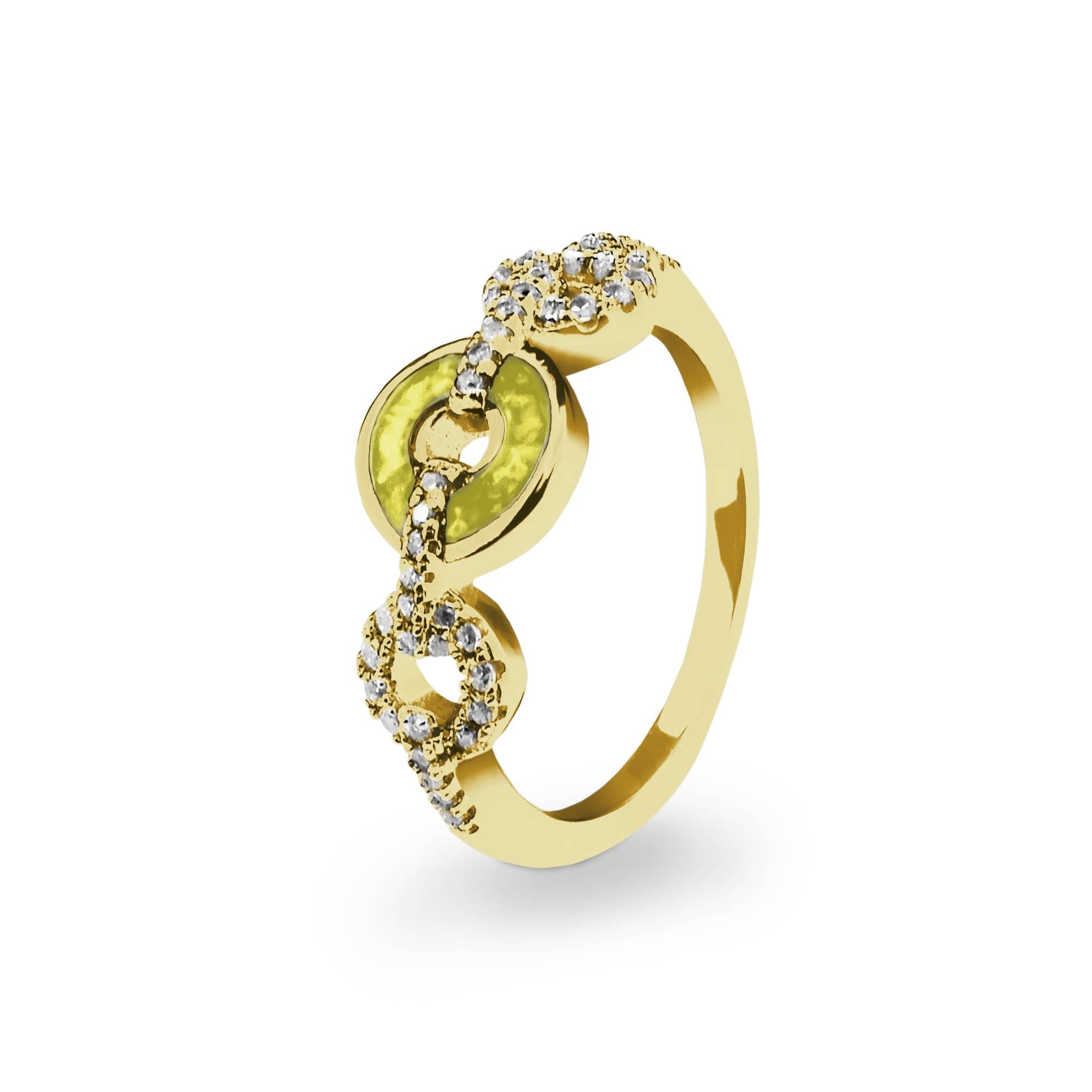EverWith Ladies Tranquility Memorial Ashes Ring with Fine Crystals 9k Yellow Gold Yellow