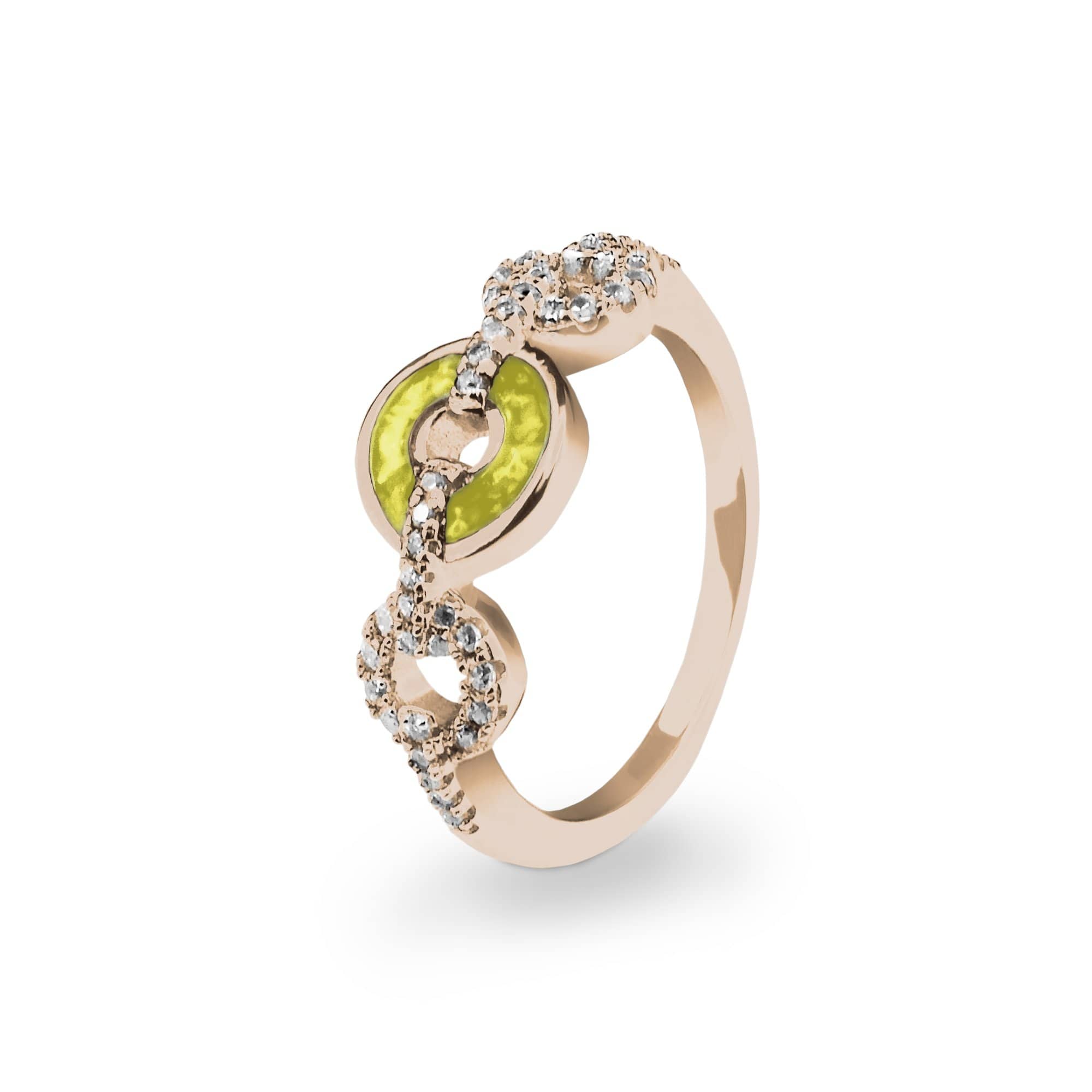 EverWith Ladies Tranquility Memorial Ashes Ring with Fine Crystals 9k Rose Gold Yellow