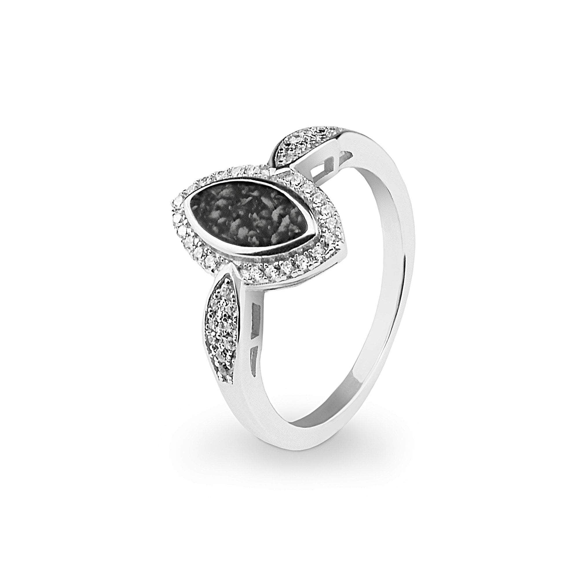EverWith Ladies Marquise Memorial Ashes Ring with Fine Crystals Black