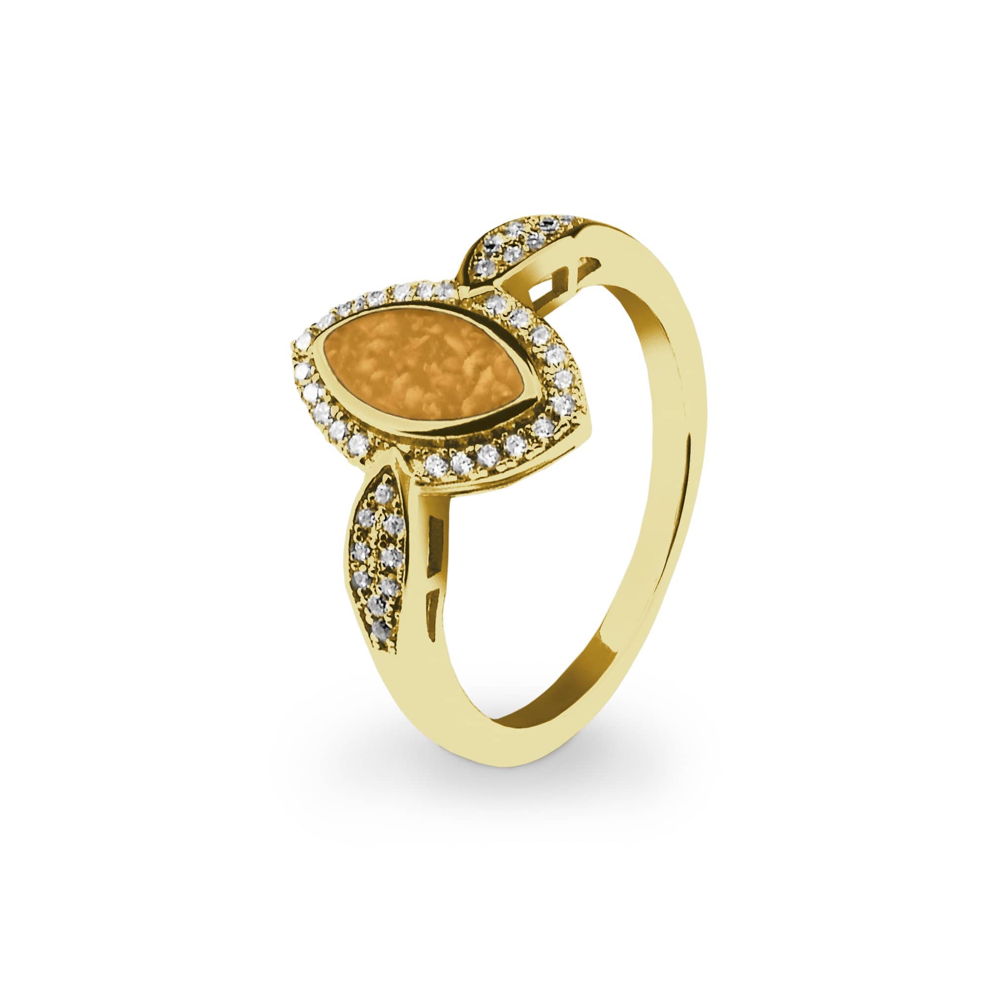 EverWith Ladies Marquise Memorial Ashes Ring with Fine Crystals 9k Yellow Gold Orange