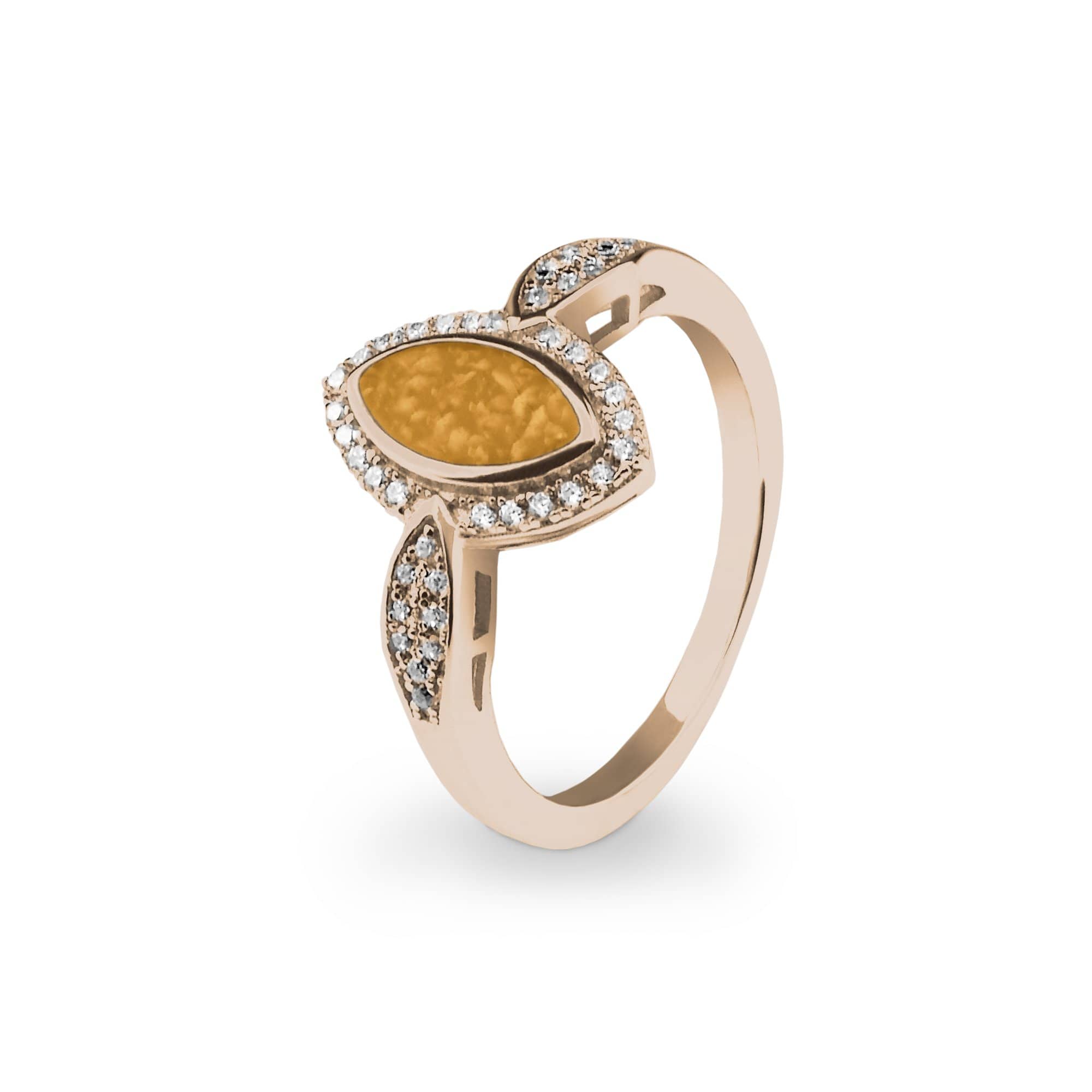 EverWith Ladies Marquise Memorial Ashes Ring with Fine Crystals 9k Rose Gold Orange