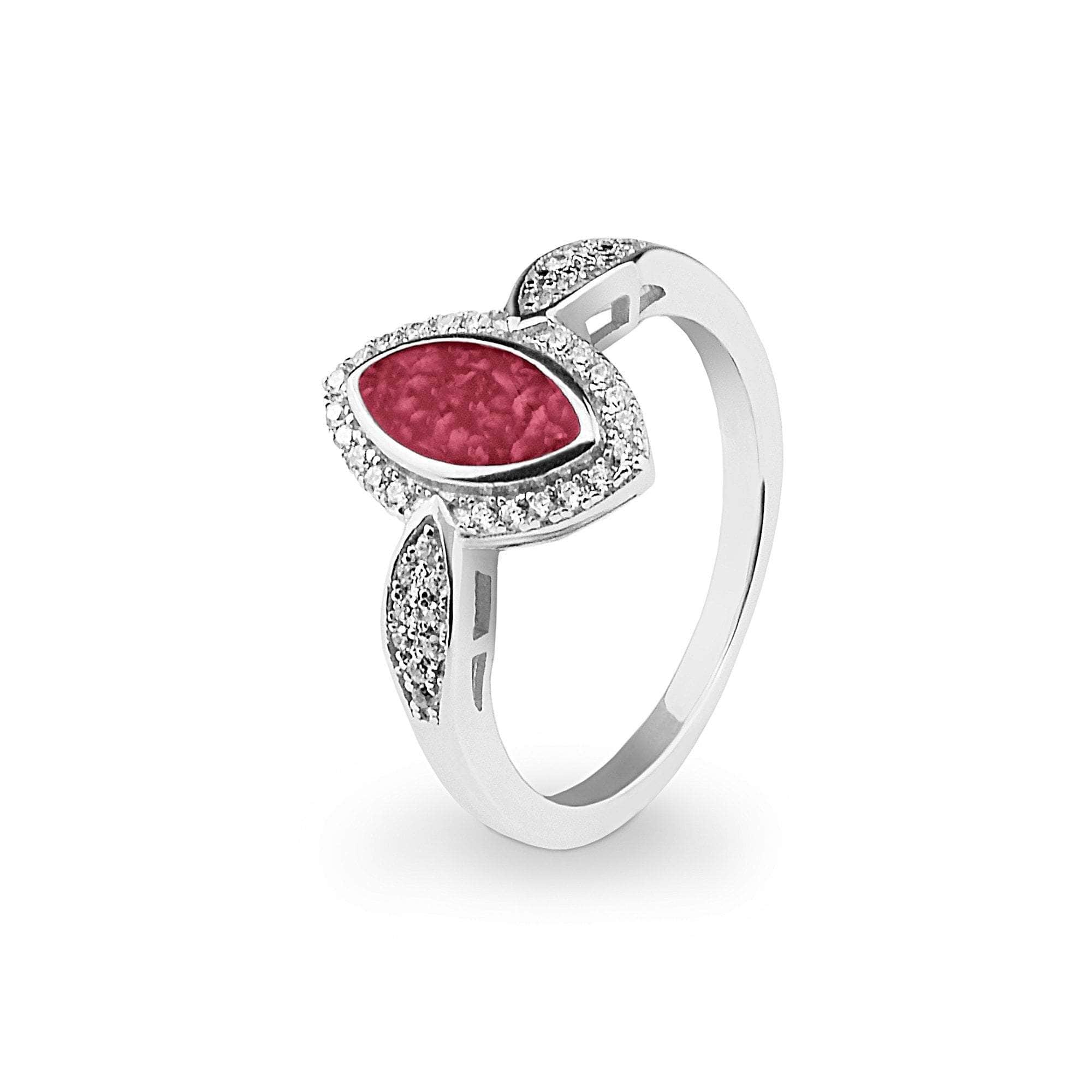 EverWith Ladies Marquise Memorial Ashes Ring with Fine Crystals Red