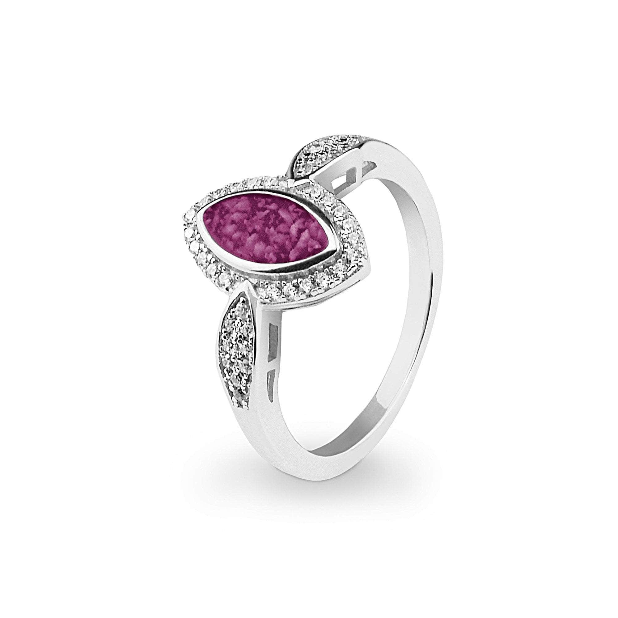 EverWith Ladies Marquise Memorial Ashes Ring with Fine Crystals Violet