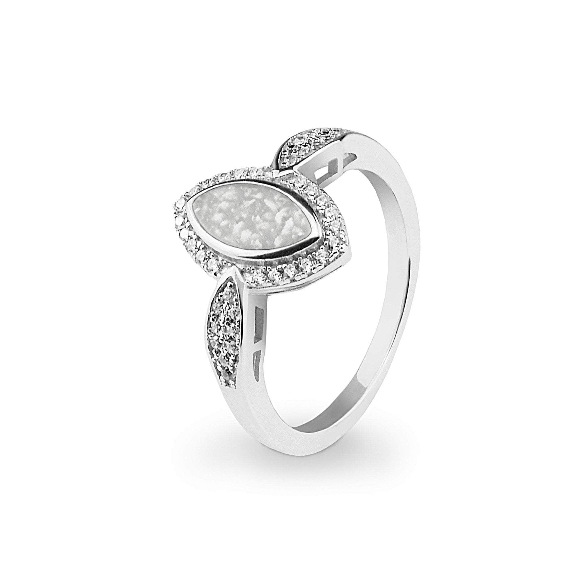 EverWith Ladies Marquise Memorial Ashes Ring with Fine Crystals White