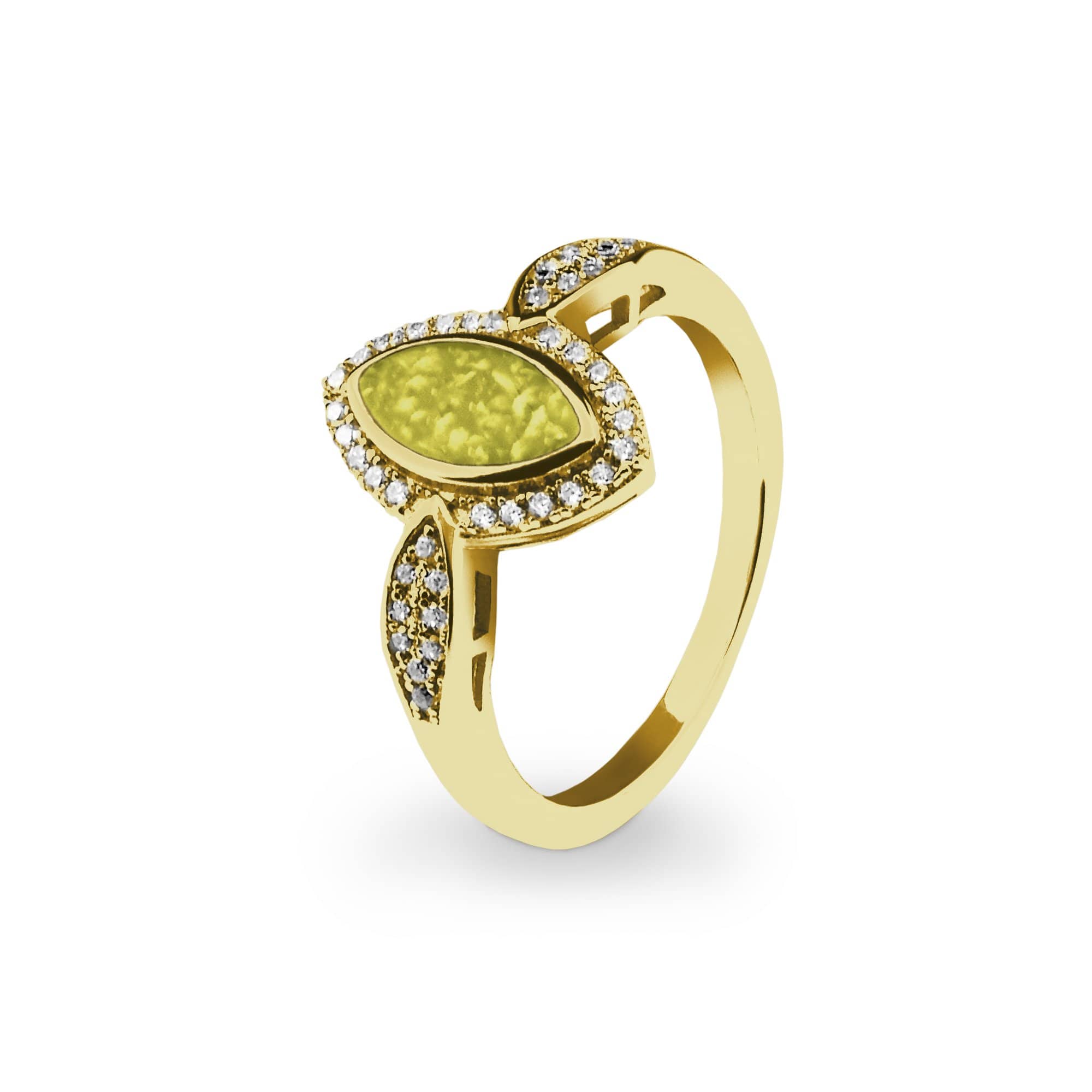 EverWith Ladies Marquise Memorial Ashes Ring with Fine Crystals 9k Yellow Gold Yellow